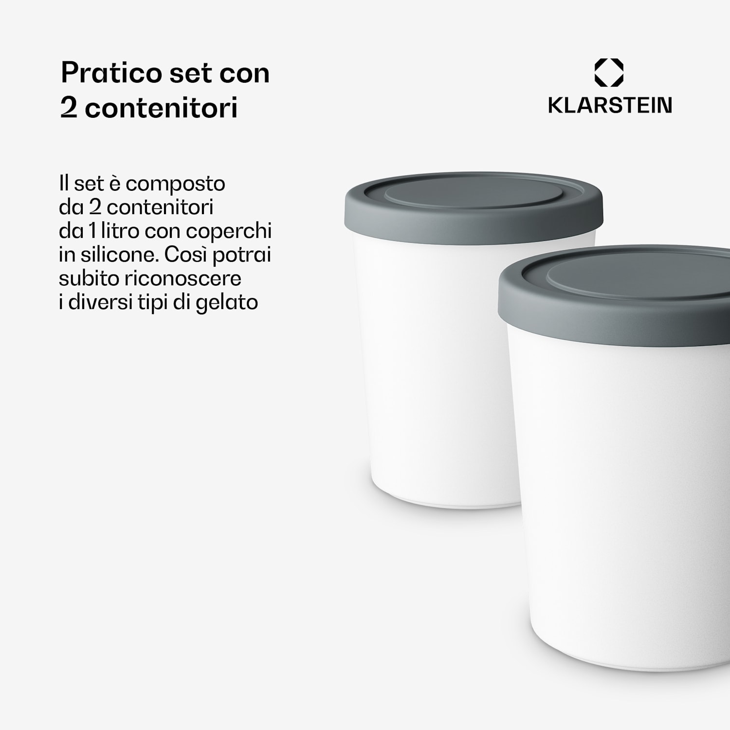 Set di contenitori per il gelato | 1 litro | Plastica | Lavabili in lavastoviglie 