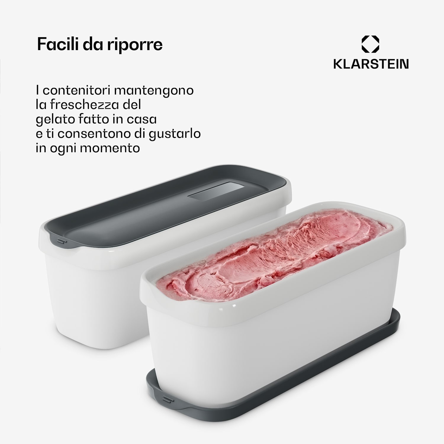 Set di contenitori per il gelato | 1,5 litri | Plastica | Lavabili in lavastoviglie 