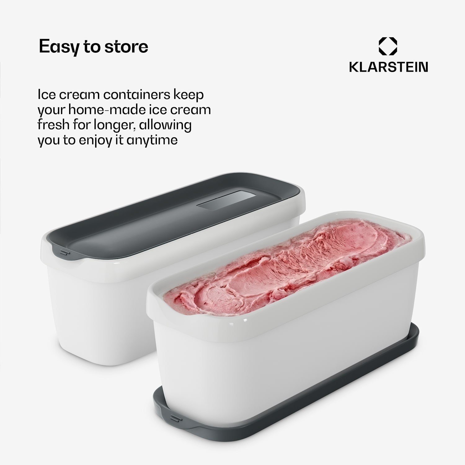 Ice cream container set | 1.5 litres | Plastic | Dishwasher safe 