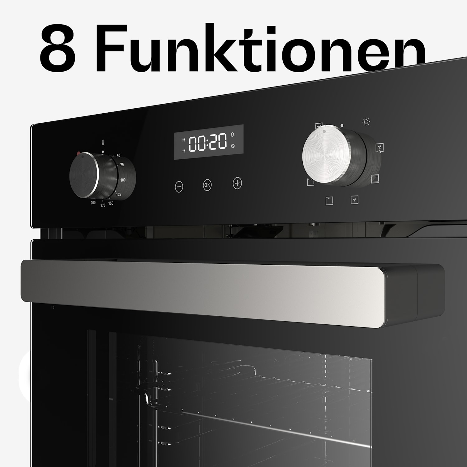 Verosteel Einbaubackofen | 45 cm | 49 Liter | Energieeffizientzklasse A | 2000 W | Schwarz 