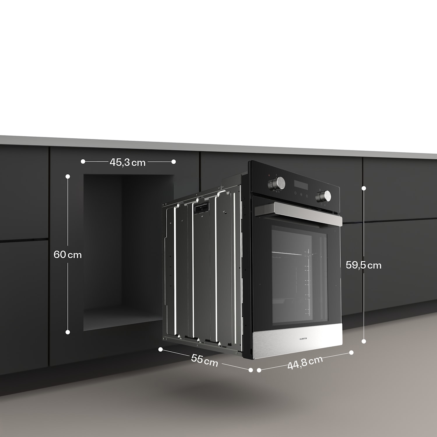 Verosteel Einbaubackofen | 45 cm | 49 Liter | Energieeffizientzklasse A | 2000 W | Schwarz 