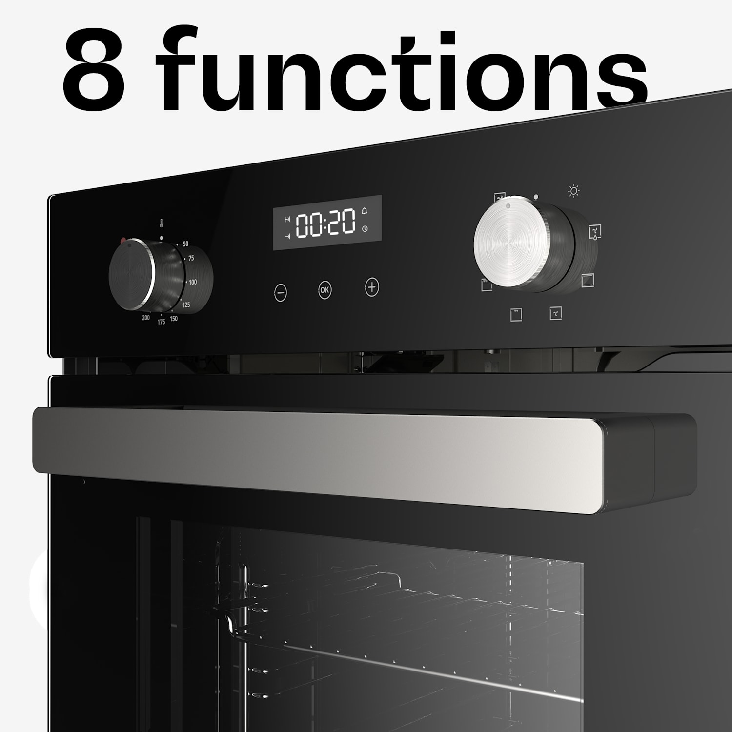 Horno empotrable Verosteel | 45 cm | 49 litros | Clase de eficiencia energética A | 2000 W | Negro 45 cm