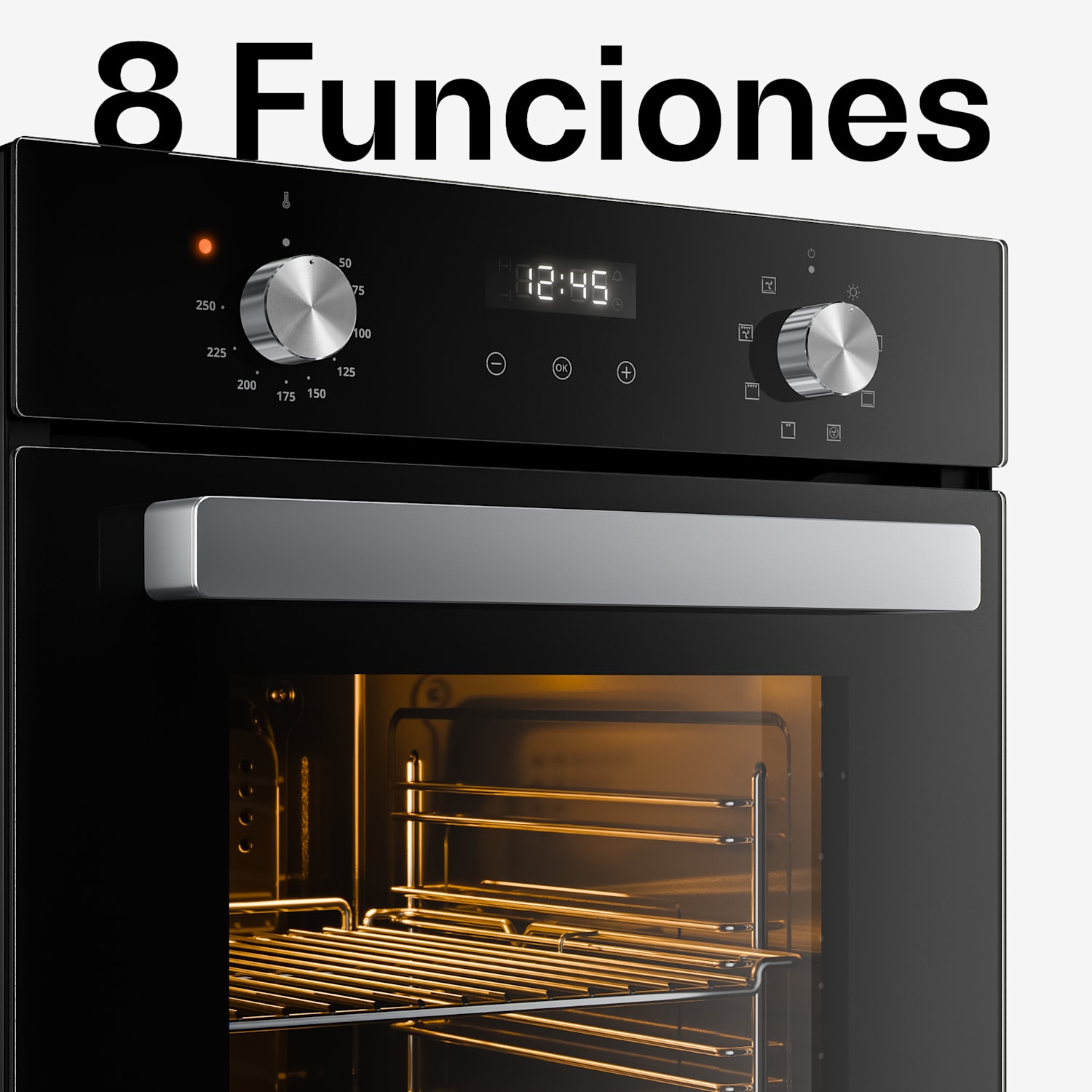 Horno empotrado Verosteel | 45 cm | 49 litros | Clase de eficiencia energética A | 2000 W | Negro 