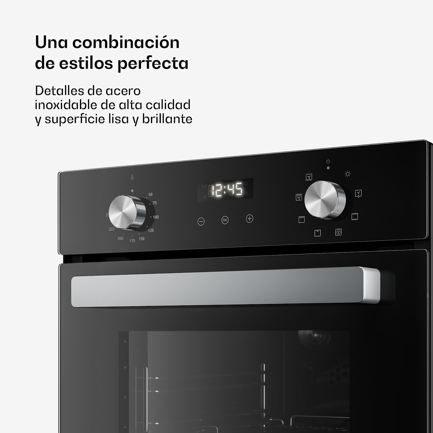 Horno empotrado Verosteel | 45 cm | 49 litros | Clase de eficiencia energética A | 2000 W | Negro 