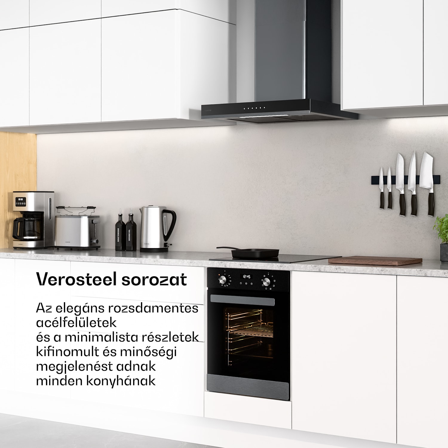 Verosteel beépített sütő | 45 cm | 49 l A energiaosztály | 2000 W | fekete 