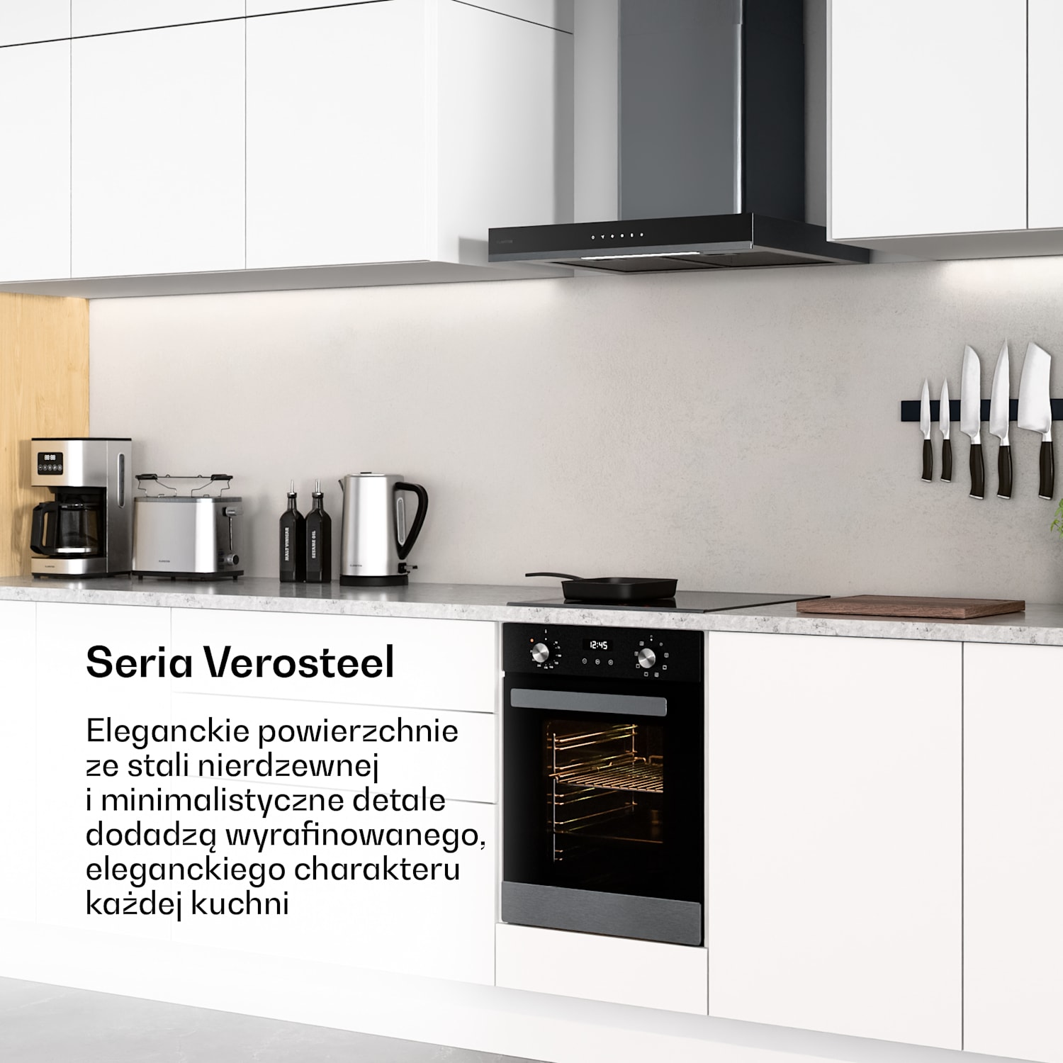 Piekarnik do zabudowy Verosteel | 45 l | Klasa efektywności energetycznej A | 2000 W | Czarny 