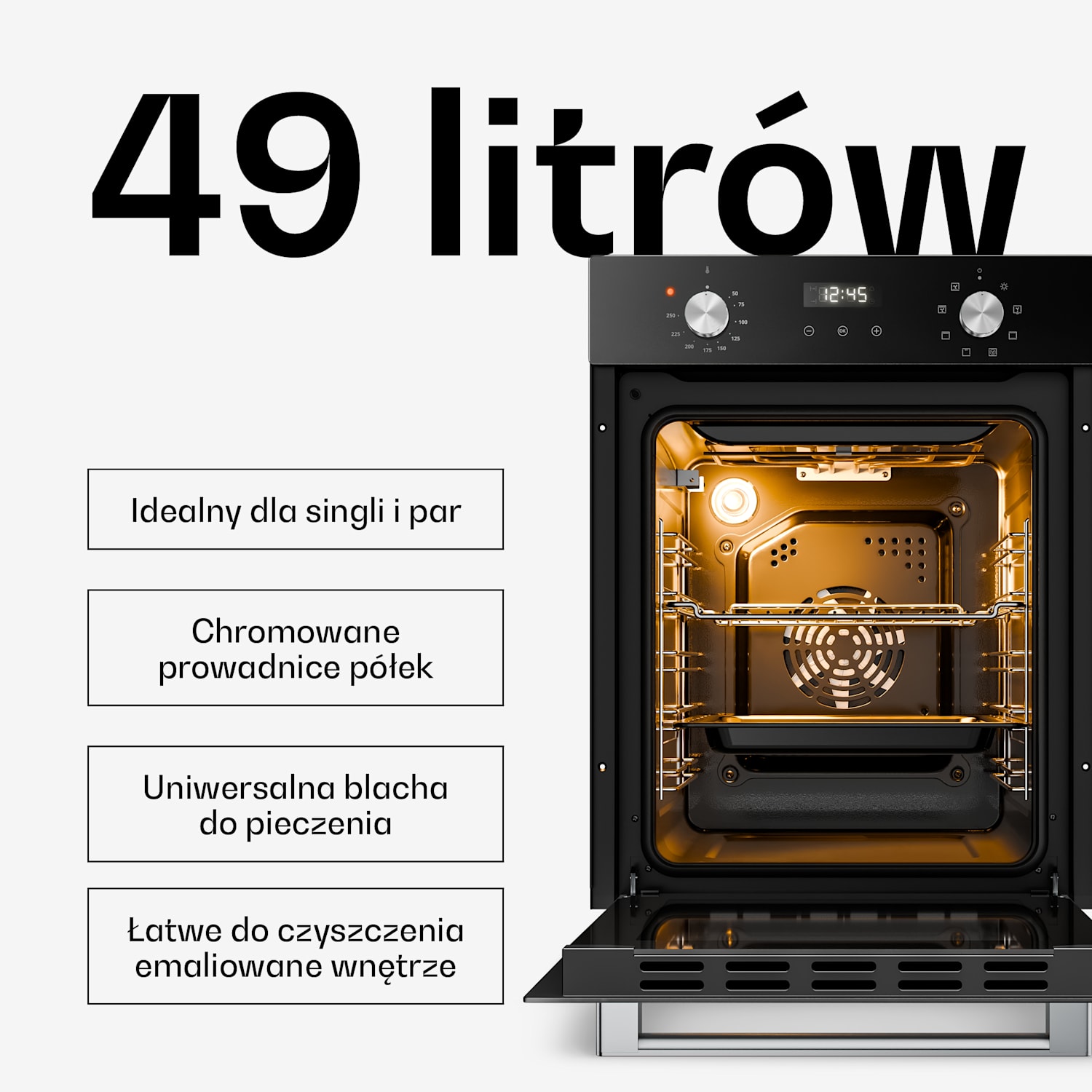 Piekarnik do zabudowy Verosteel | 45 l | Klasa efektywności energetycznej A | 2000 W | Czarny 