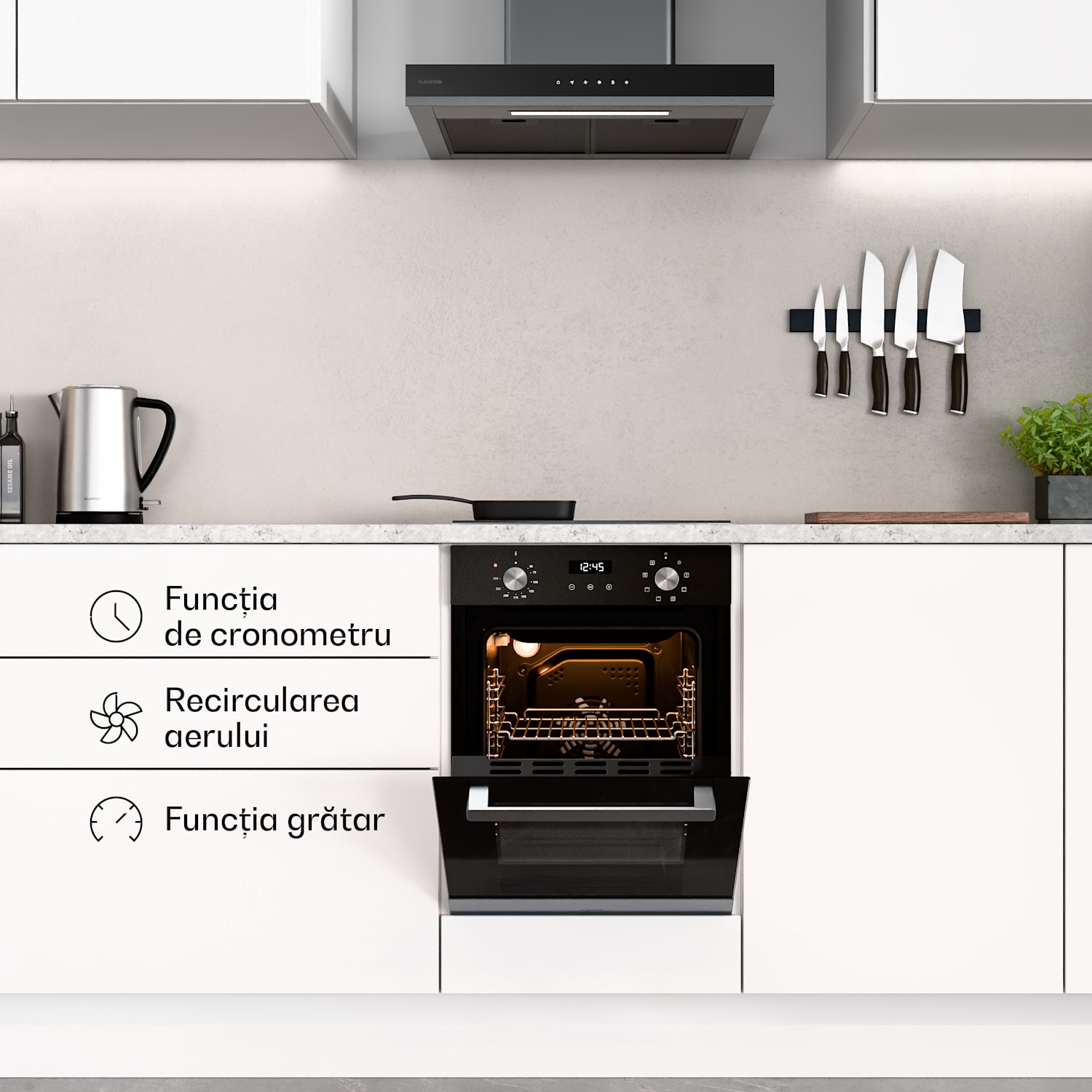 Cuptor încorporat Verosteel | 45 cm | 49 litri | clasa energetică A | 2000 W | negru 