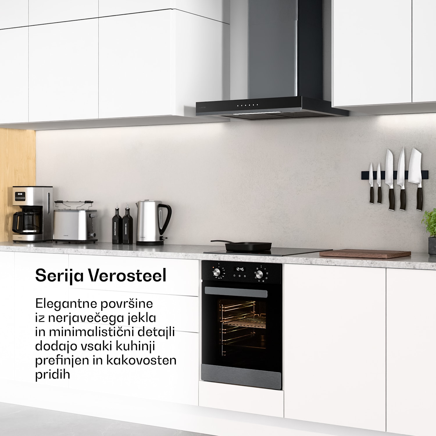 Verosteel vgradna pečica | 45 cm | 49 litrov | energijski razred A | 2000 W | črna 