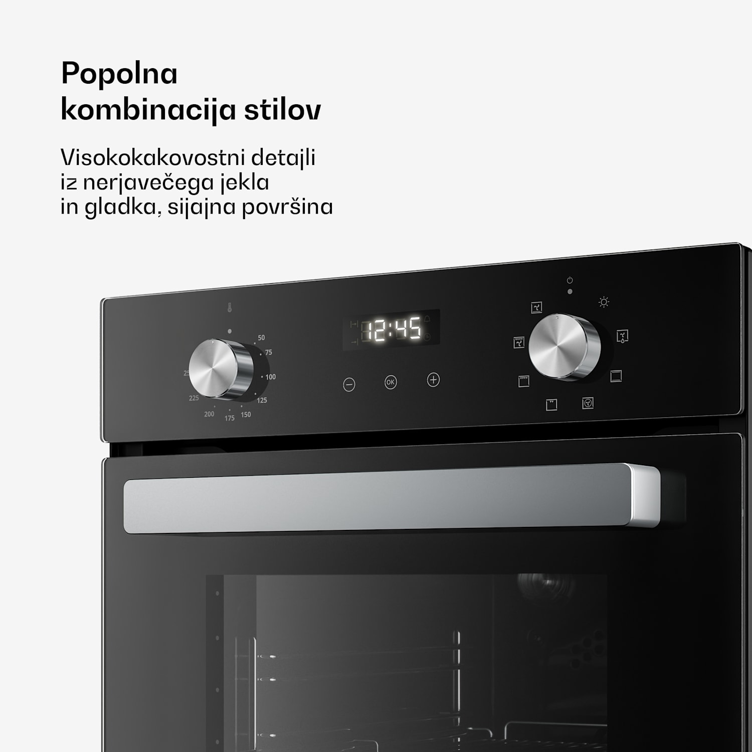 Verosteel vgradna pečica | 45 cm | 49 litrov | energijski razred A | 2000 W | črna 