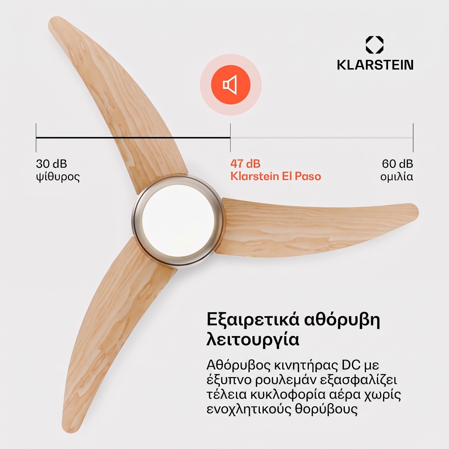 El Paso ανεμιστήρας οροφής με φως | 132 cm | 35 W | αθόρυβη λειτουργία | ξύλο Maple