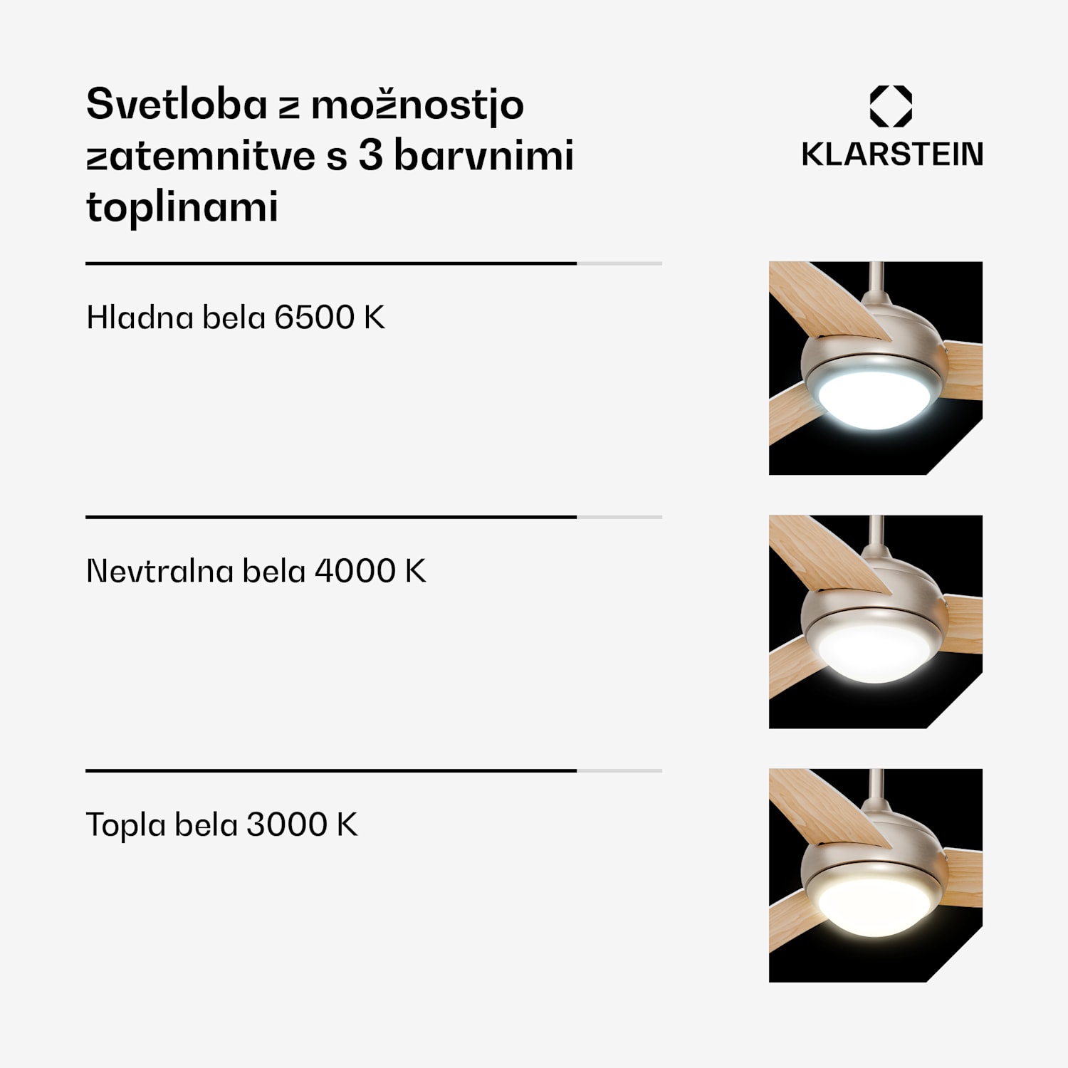 El Paso stropni ventilator z lučjo | 132 cm | 35 W | Tiho delovanje | Les Javorjeva