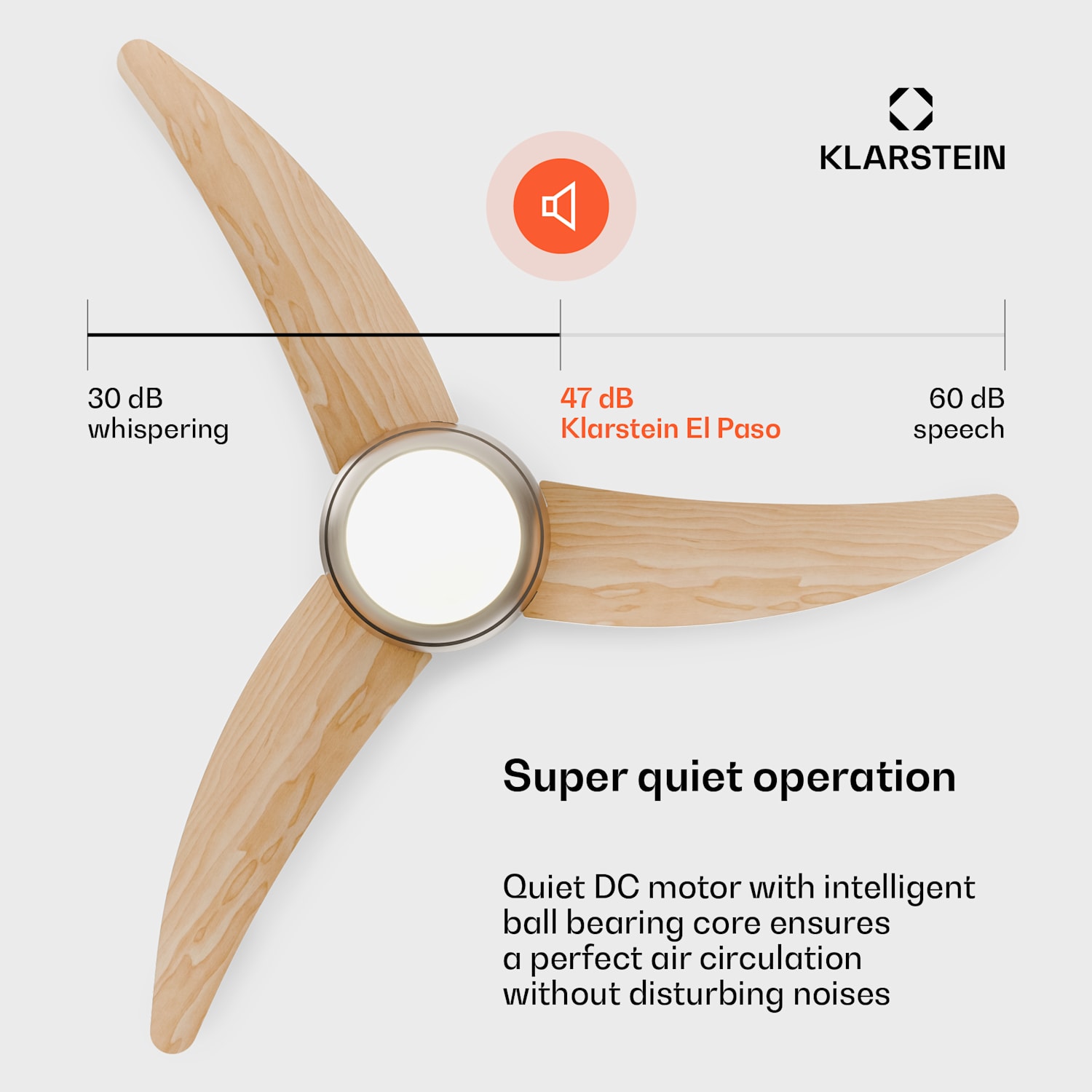 El Paso kattotuuletin valolla | 132 cm | 35 W | Hiljainen käyttö | Puu Vaahtera