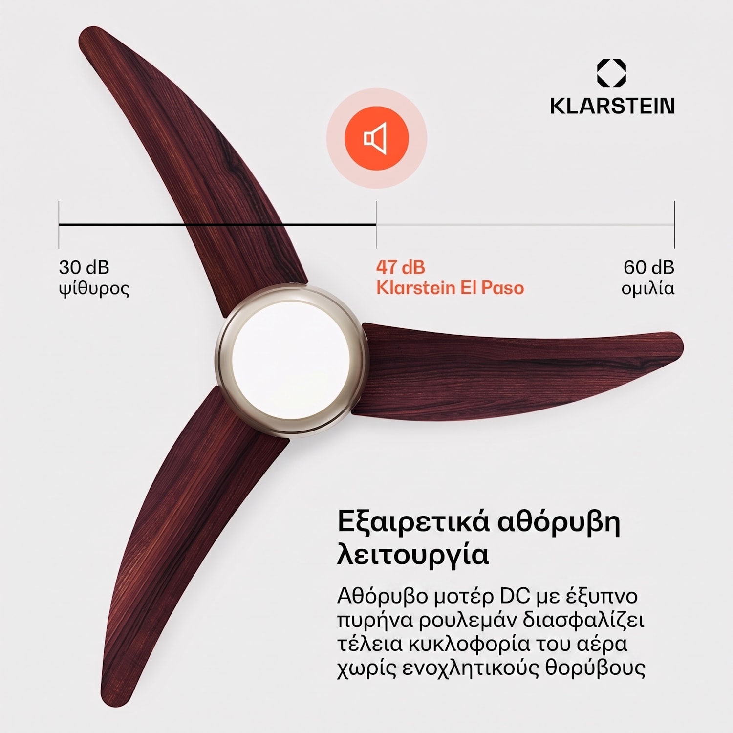 El Paso ανεμιστήρας οροφής με φως | 132 cm | 35 W | αθόρυβη λειτουργία | ξύλο Walnut