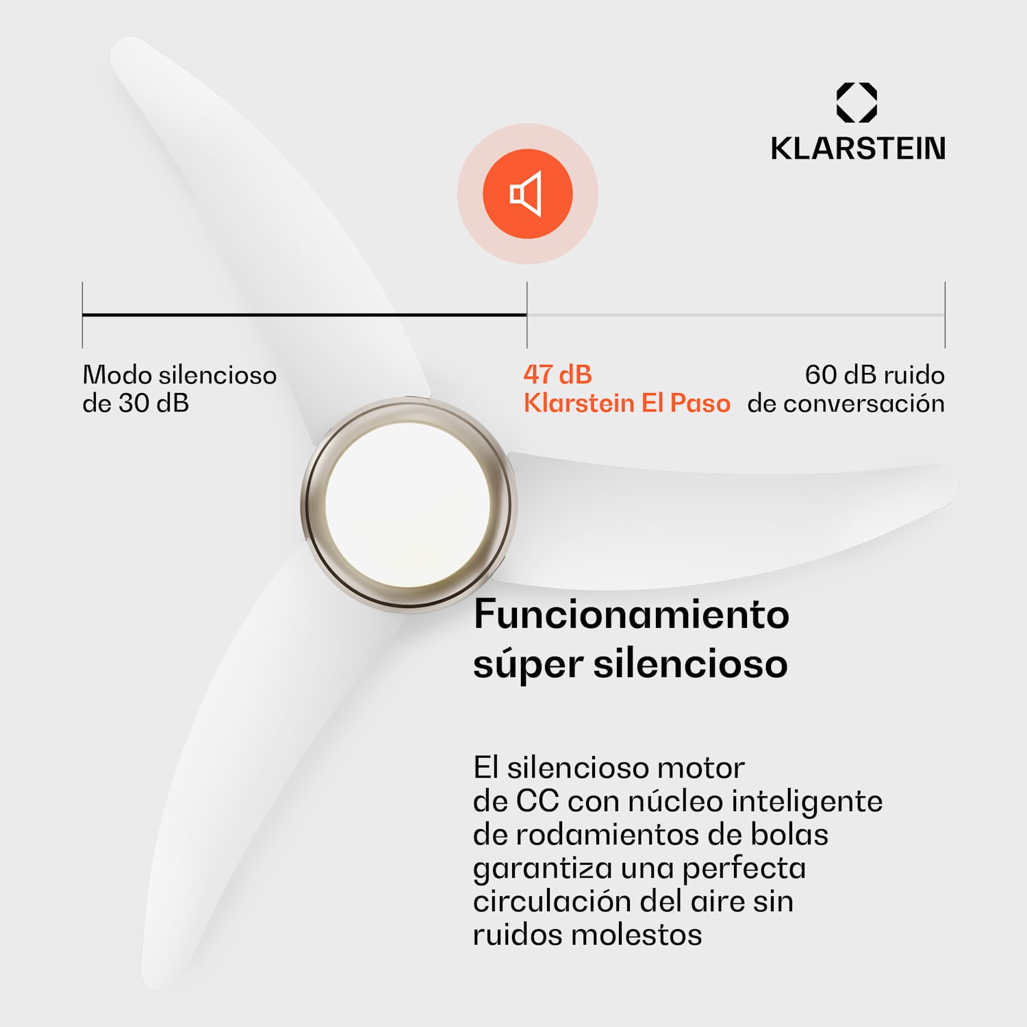 Ventilador de techo El Paso con luz | 132 cm | 35 W | Funcionamiento silencioso | Madera Blanco