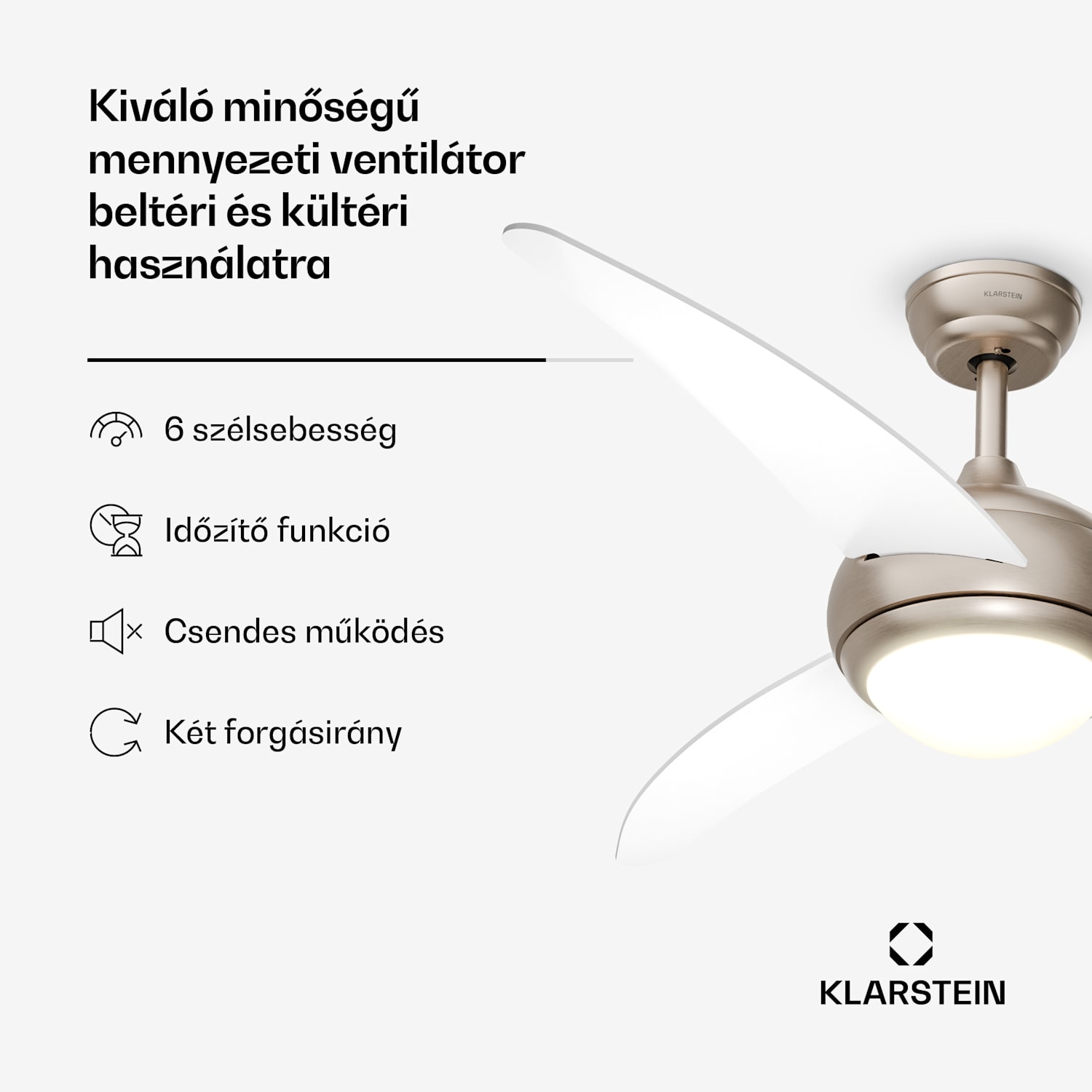 El Paso mennyezeti ventilátor világítással | 132 cm | 35 W | Csendes működés | Fa Fehér