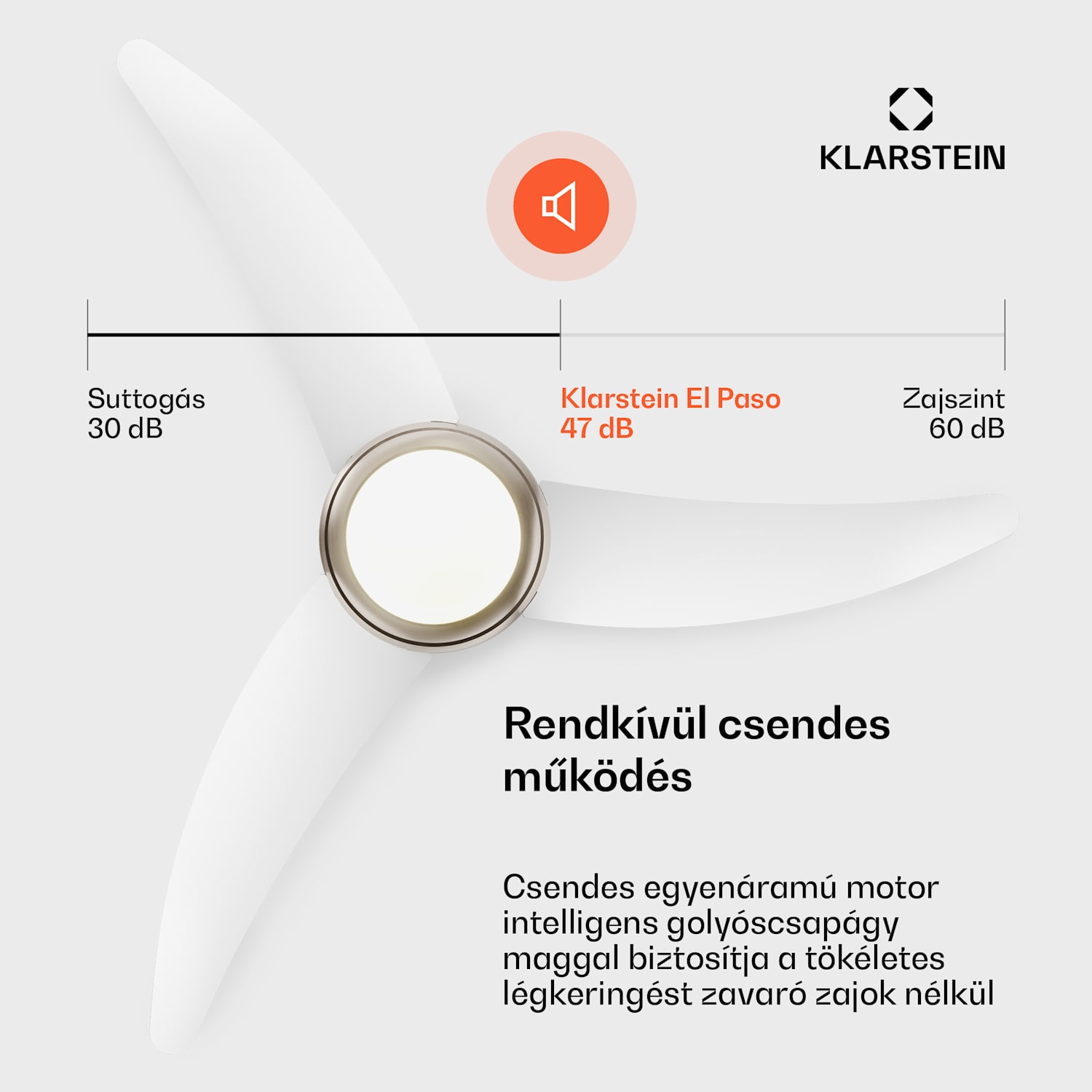 El Paso mennyezeti ventilátor világítással | 132 cm | 35 W | Csendes működés | Fa Fehér