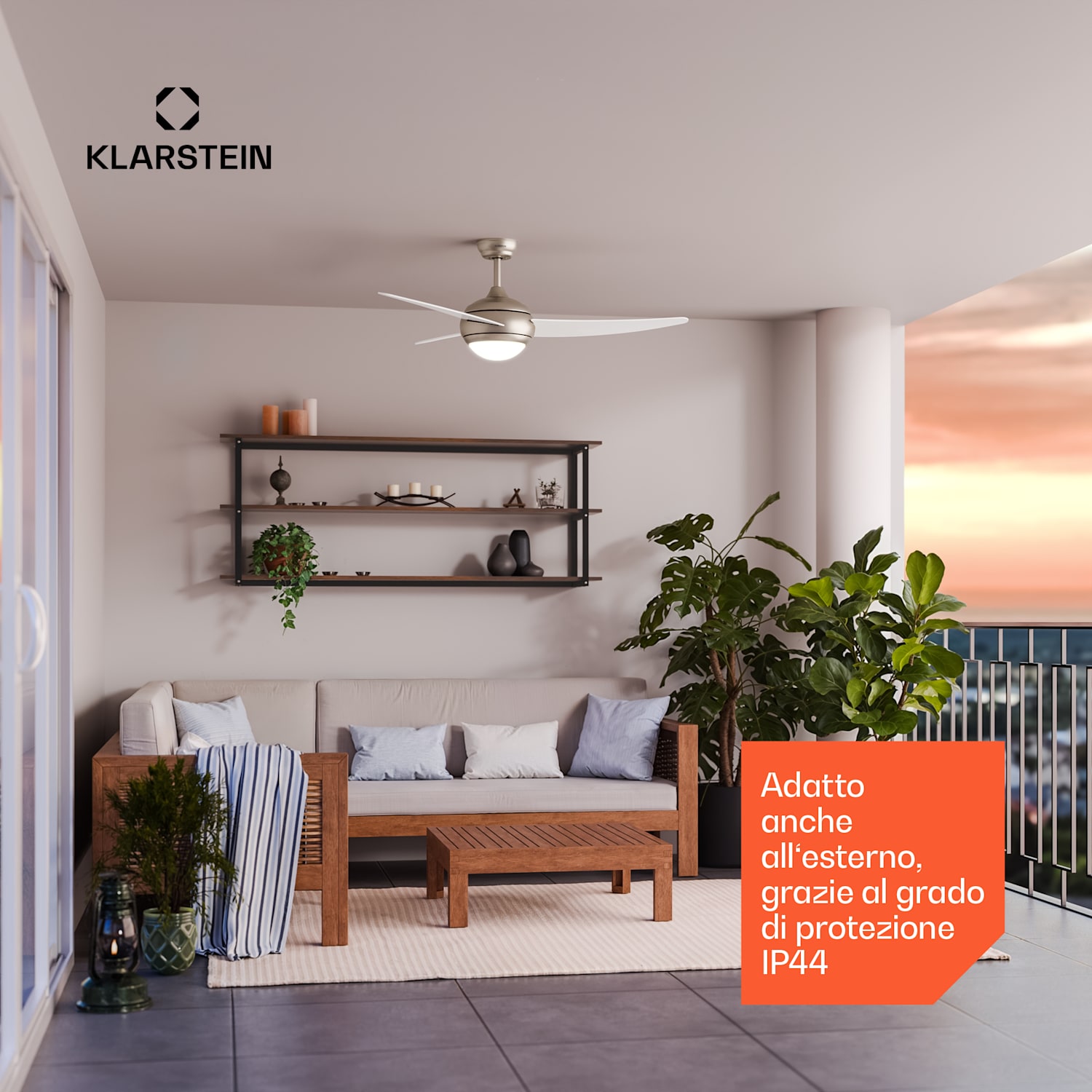 El Paso - Ventilatore da soffitto con lampada | 132 cm | 35 W | Funzionamento silenzioso | Legno Bianco