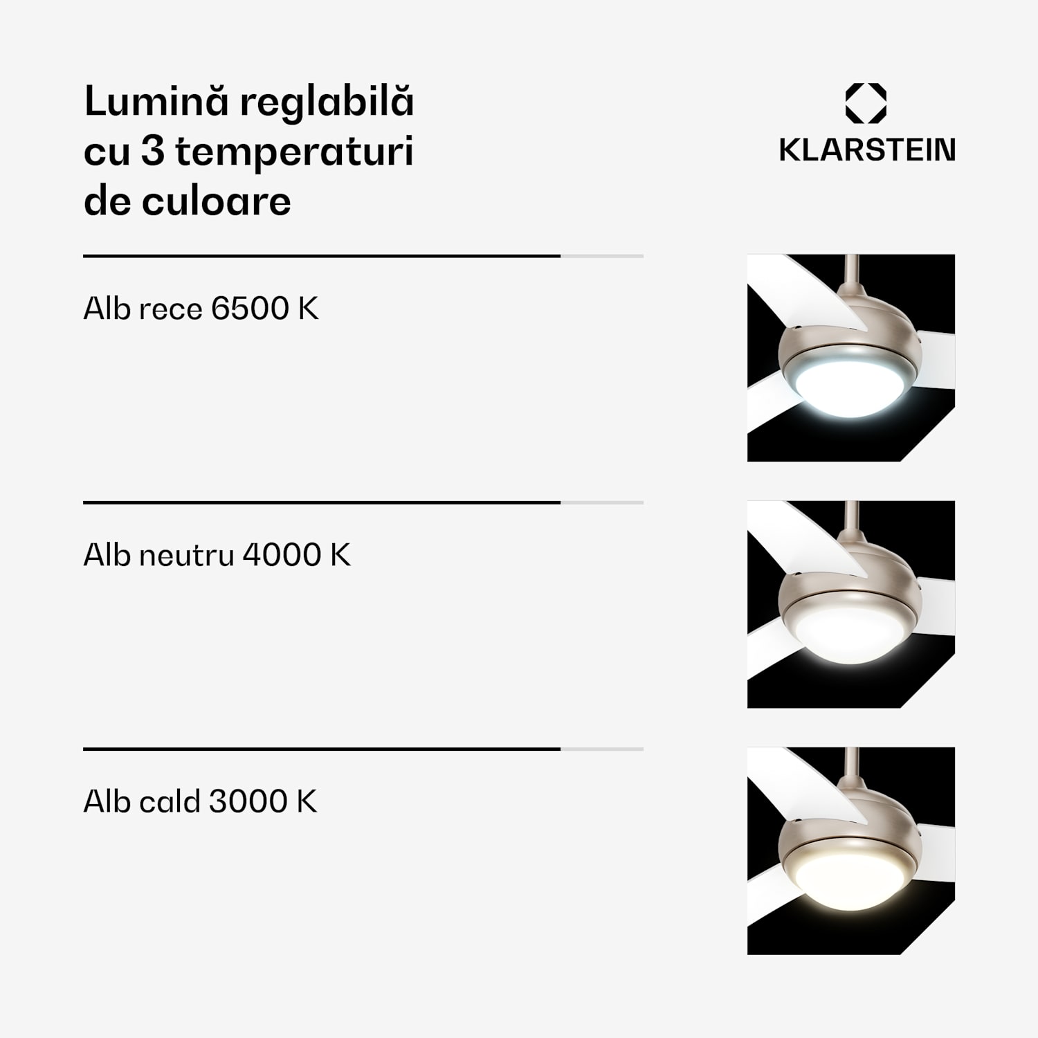 El Paso ventilator de tavan cu lumină | 132 cm | 35 W | Funcționare silențioasă | Lemn Alb