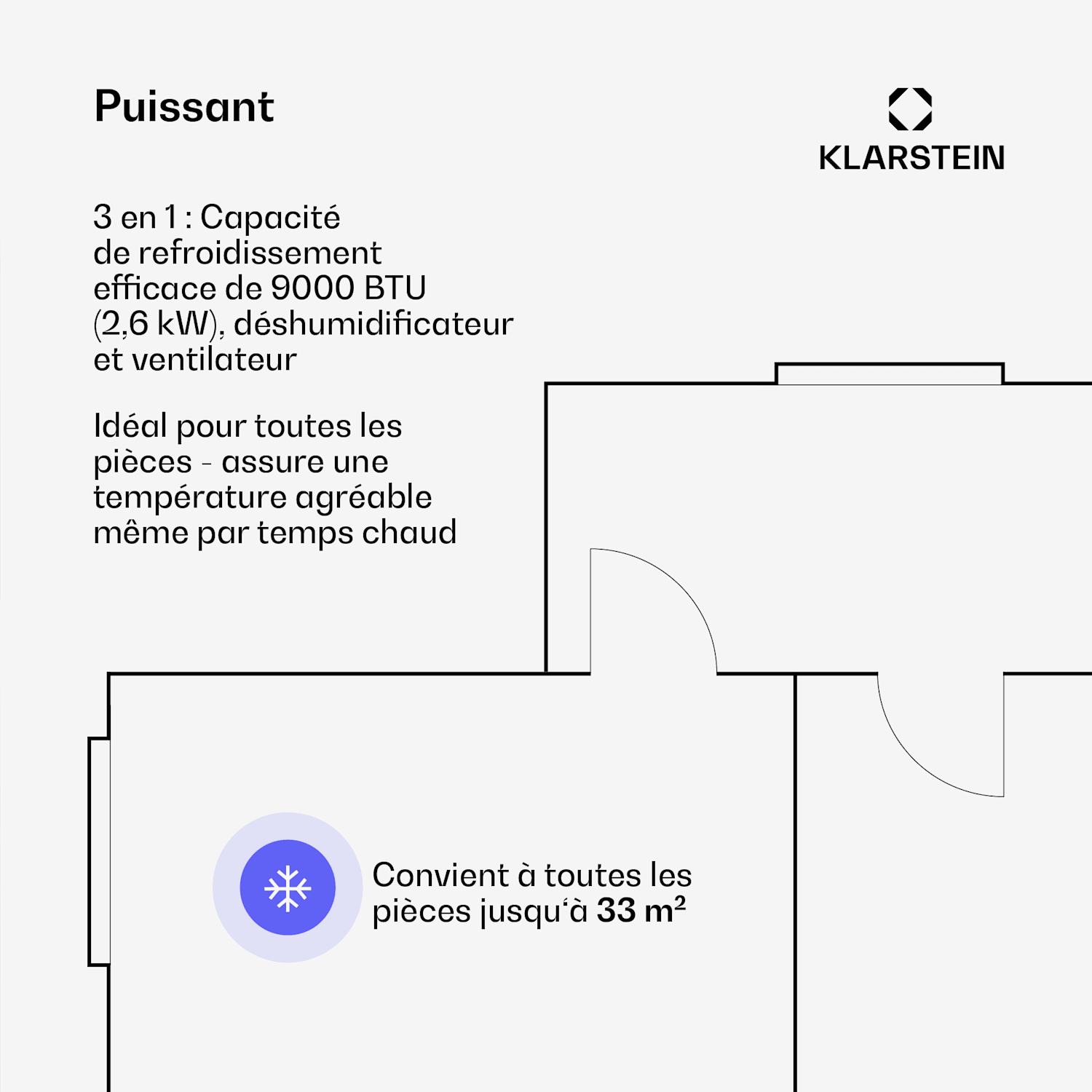 AireLux climatiseur mobile | 9000 BTU | 31 cm | 33 m² | classe d'efficacité énergétique A 9.000 BTU | Gris