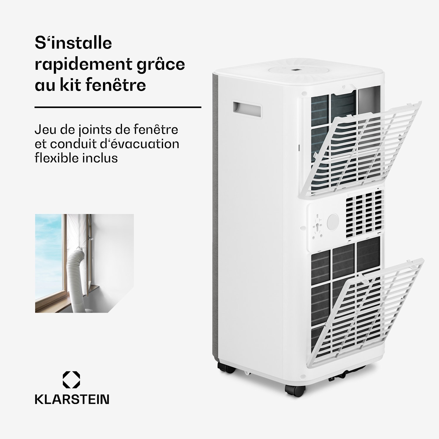 AireLux climatiseur mobile | 9000 BTU | 31 cm | 33 m² | classe d'efficacité énergétique A 9.000 BTU | Gris