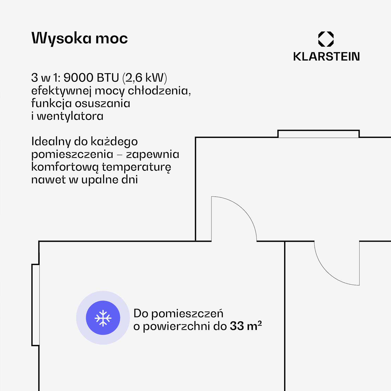 AireLux klimatyzator przenośny | 9000 BTU | 31 cm | 33 m² | klasa energetyczna A 9.000 BTU | Szary