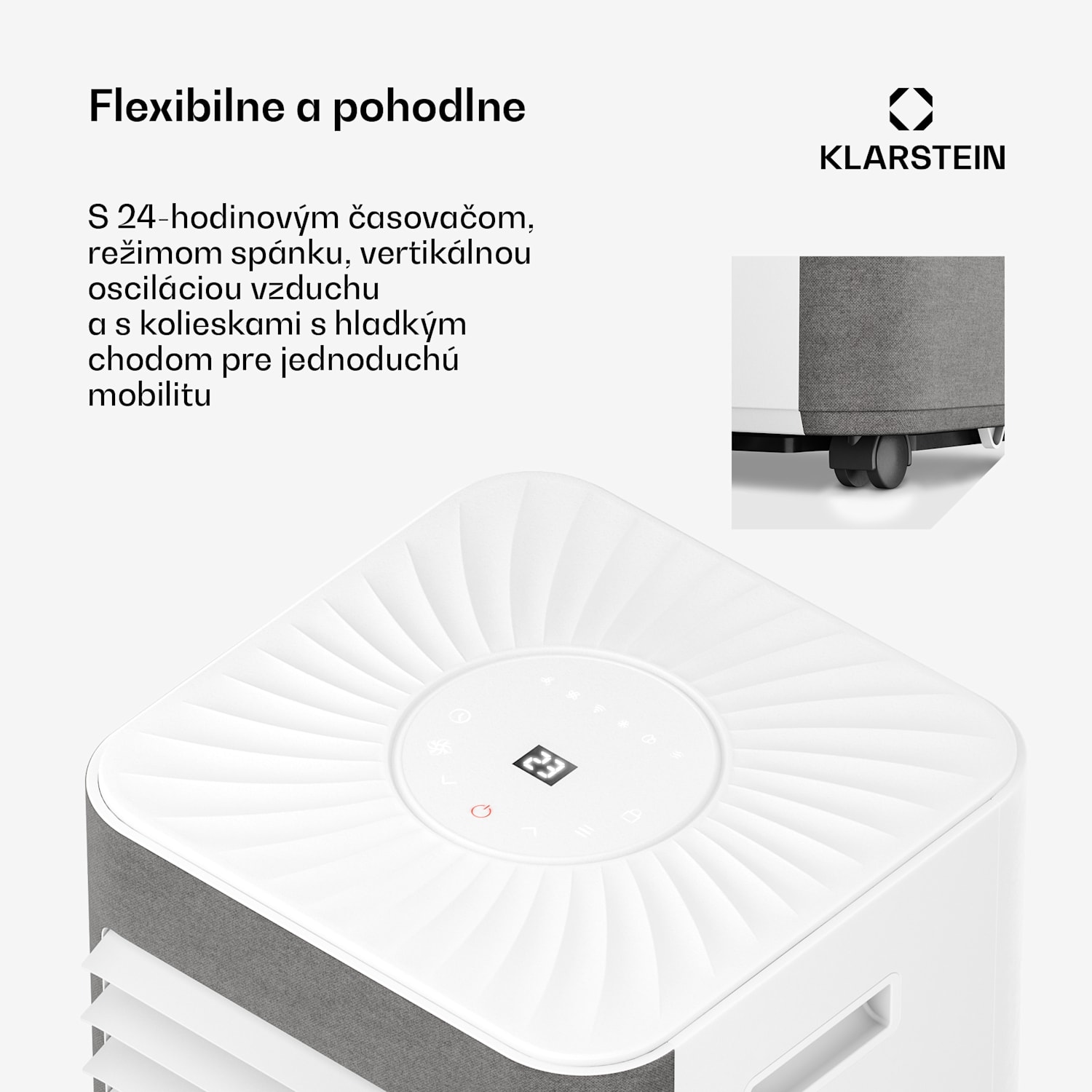 AireLux mobilná klimatizácia | 9000 BTU | 31 cm | 33 m² | Energetická trieda A 9.000 BTU | Sivá