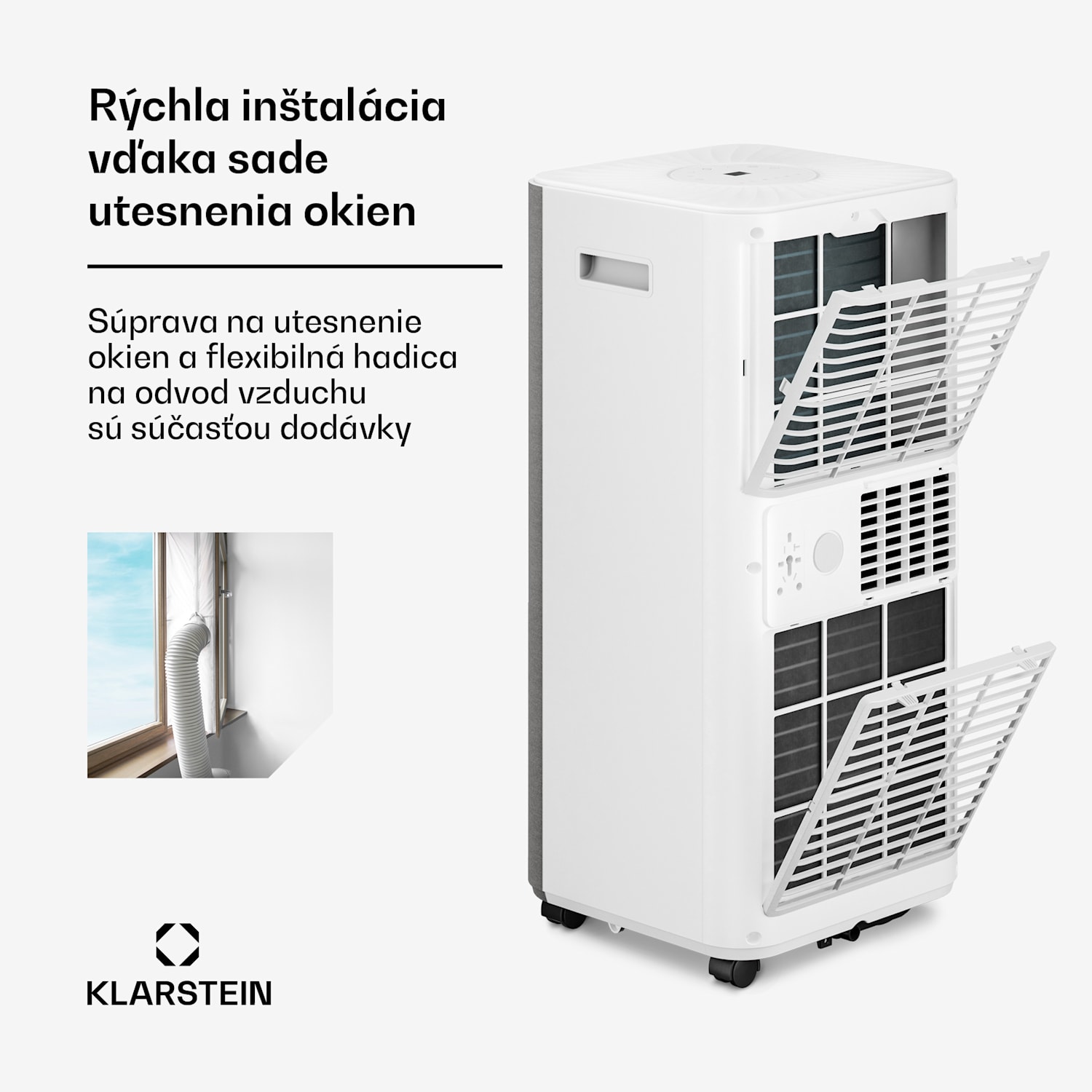 AireLux mobilná klimatizácia | 9000 BTU | 31 cm | 33 m² | Energetická trieda A 9.000 BTU | Sivá