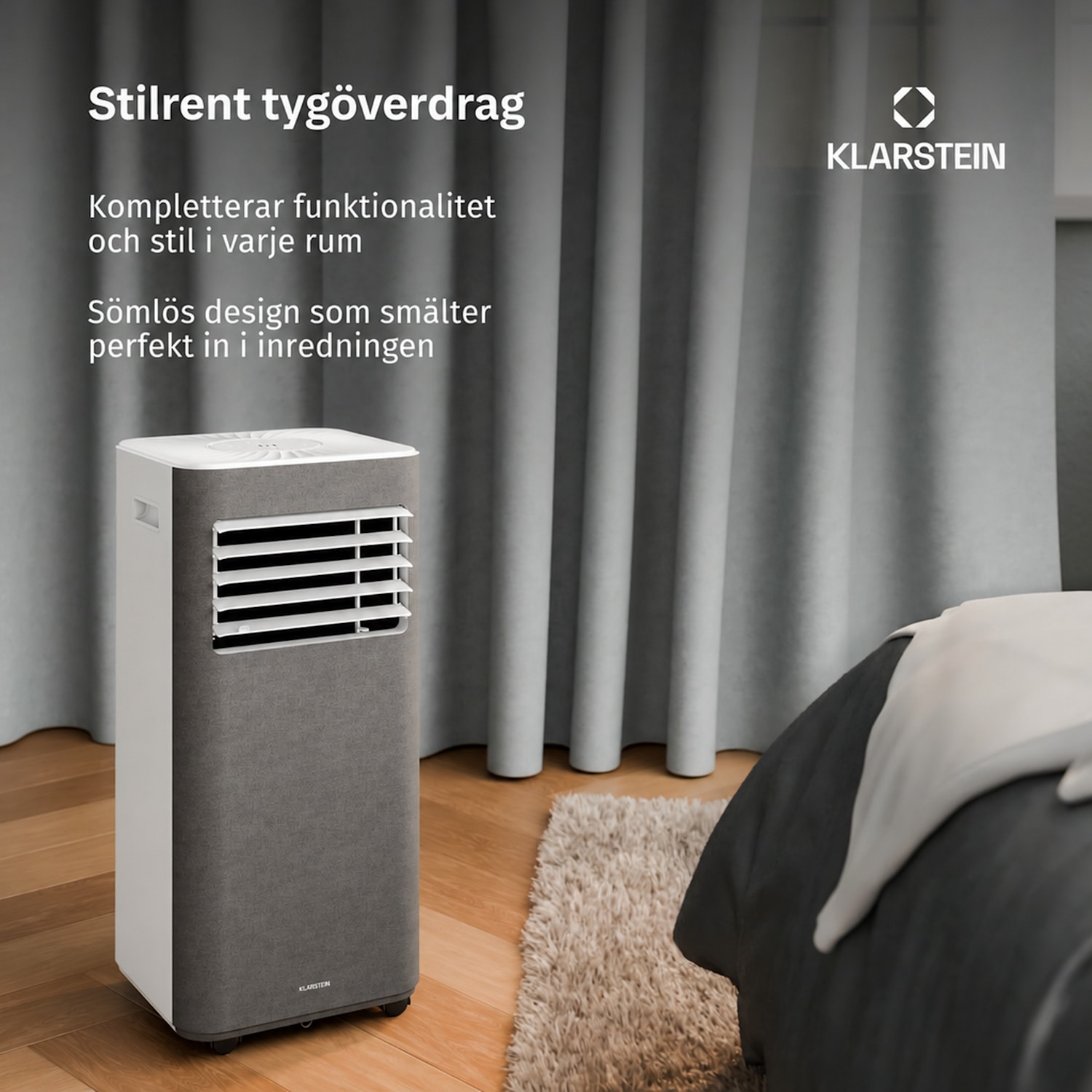 AireLux mobil luftkonditionering | 9 000 BTU | 31 cm | 33 m² | energiklass A 9.000 BTU | Grå