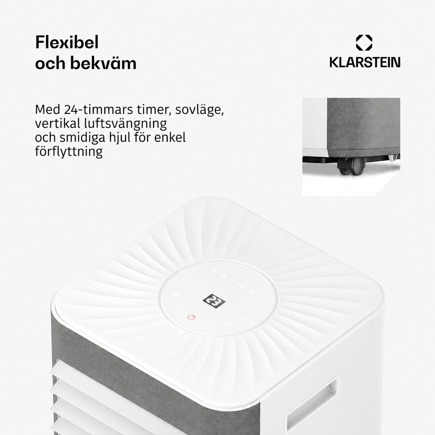AireLux mobil luftkonditionering | 9 000 BTU | 31 cm | 33 m² | energiklass A 9.000 BTU | Grå