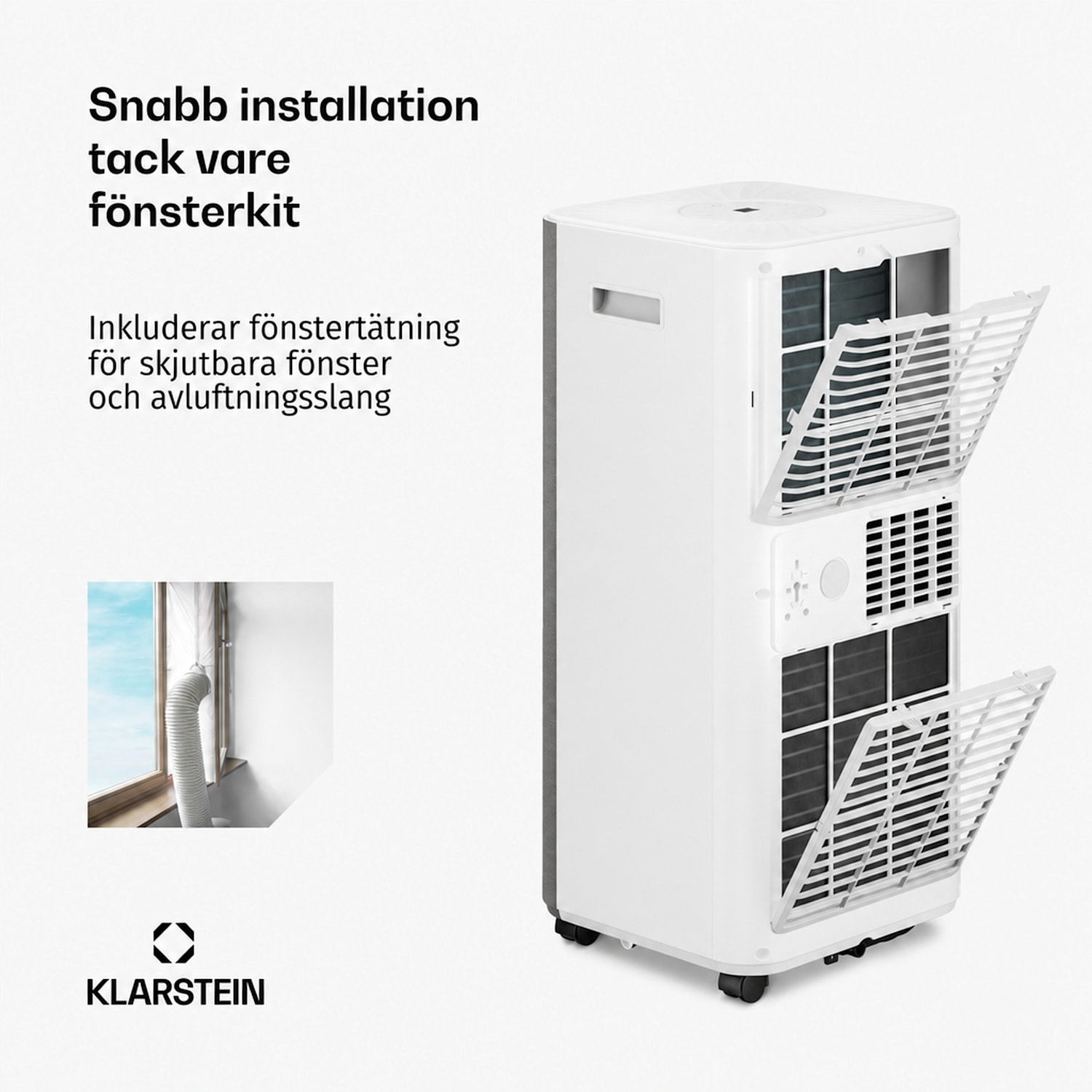 AireLux mobil luftkonditionering | 9 000 BTU | 31 cm | 33 m² | energiklass A 9.000 BTU | Grå