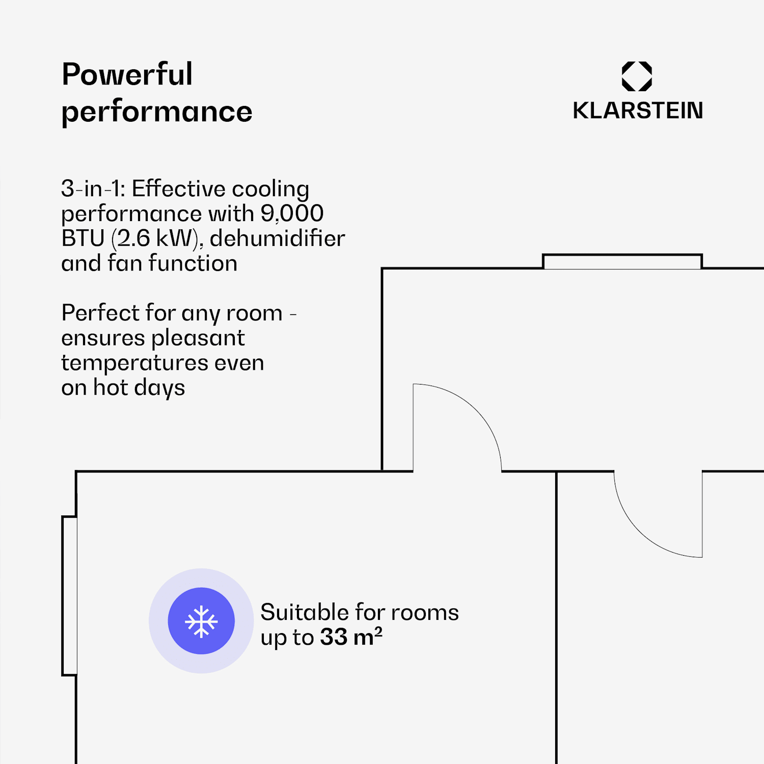 AireLux Mobile Air Conditioner | 9000 BTU | 31 cm | 33 m² | Energy Efficiency Class A 9000 BTU | Grey