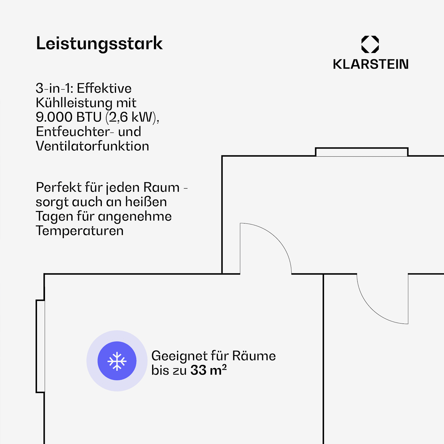 AireLux - Condizionatore portatile | 9000 BTU | 31 cm | 33 m² | Classe di efficienza energetica A 9.000 BTU | Grigio scuro