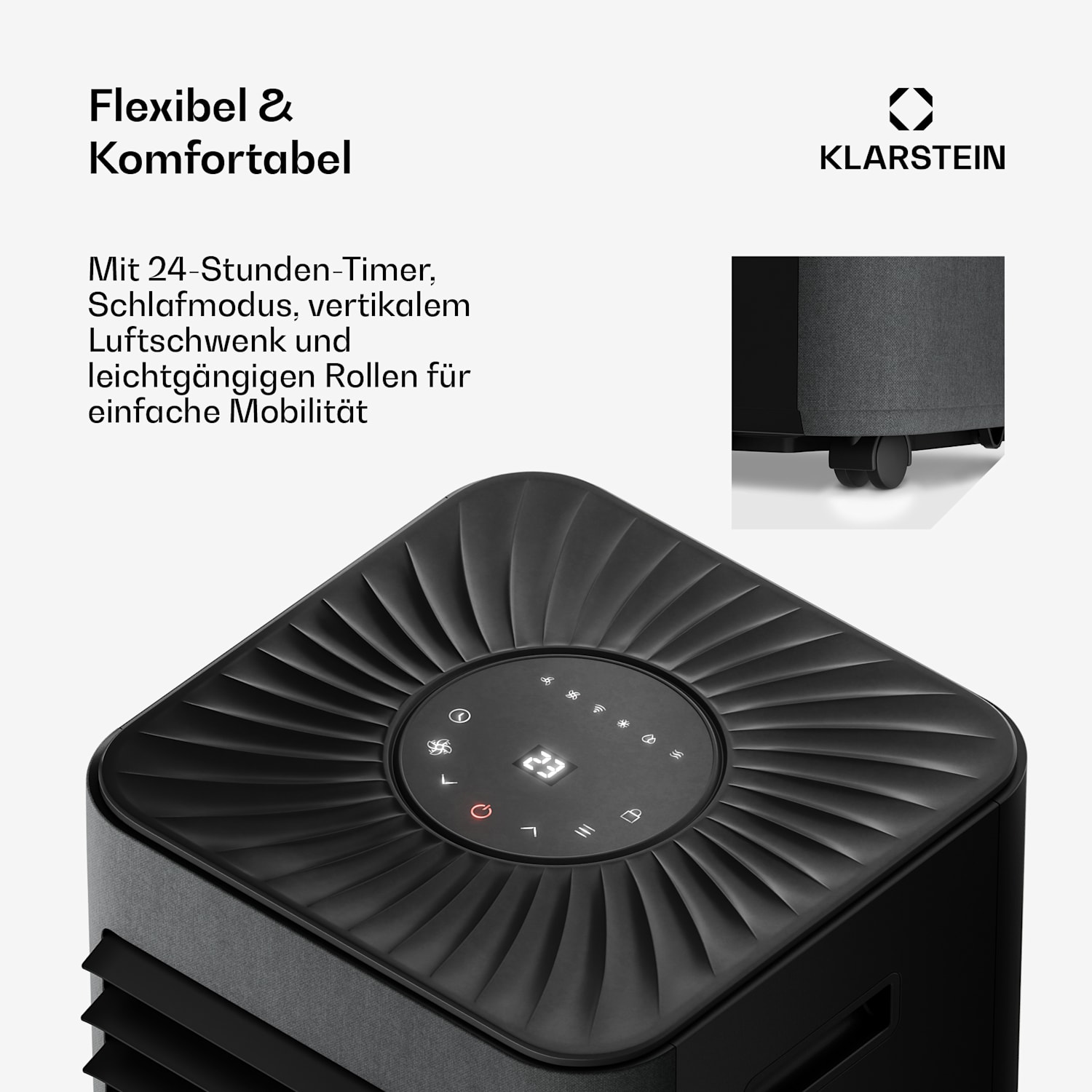 AireLux climatiseur mobile | 9000 BTU | 31 cm | 33 m² | Classe énergétique A 9.000 BTU | Gris Foncé