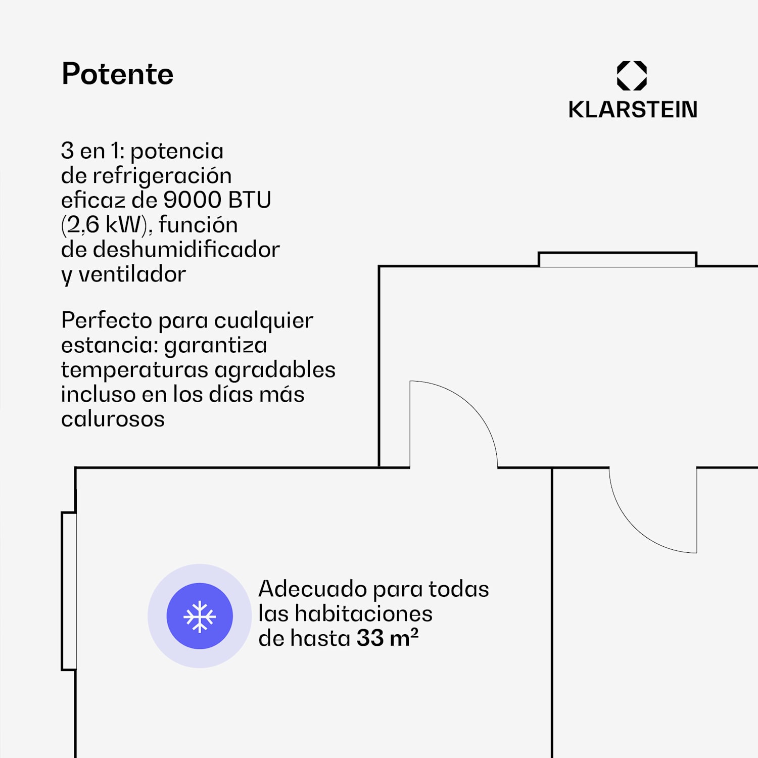AireLux aire acondicionado portátil | 9000 BTU | 31 cm | 33 m² | Clase de eficiencia energética A 9.000 BTU | Gris Oscuro