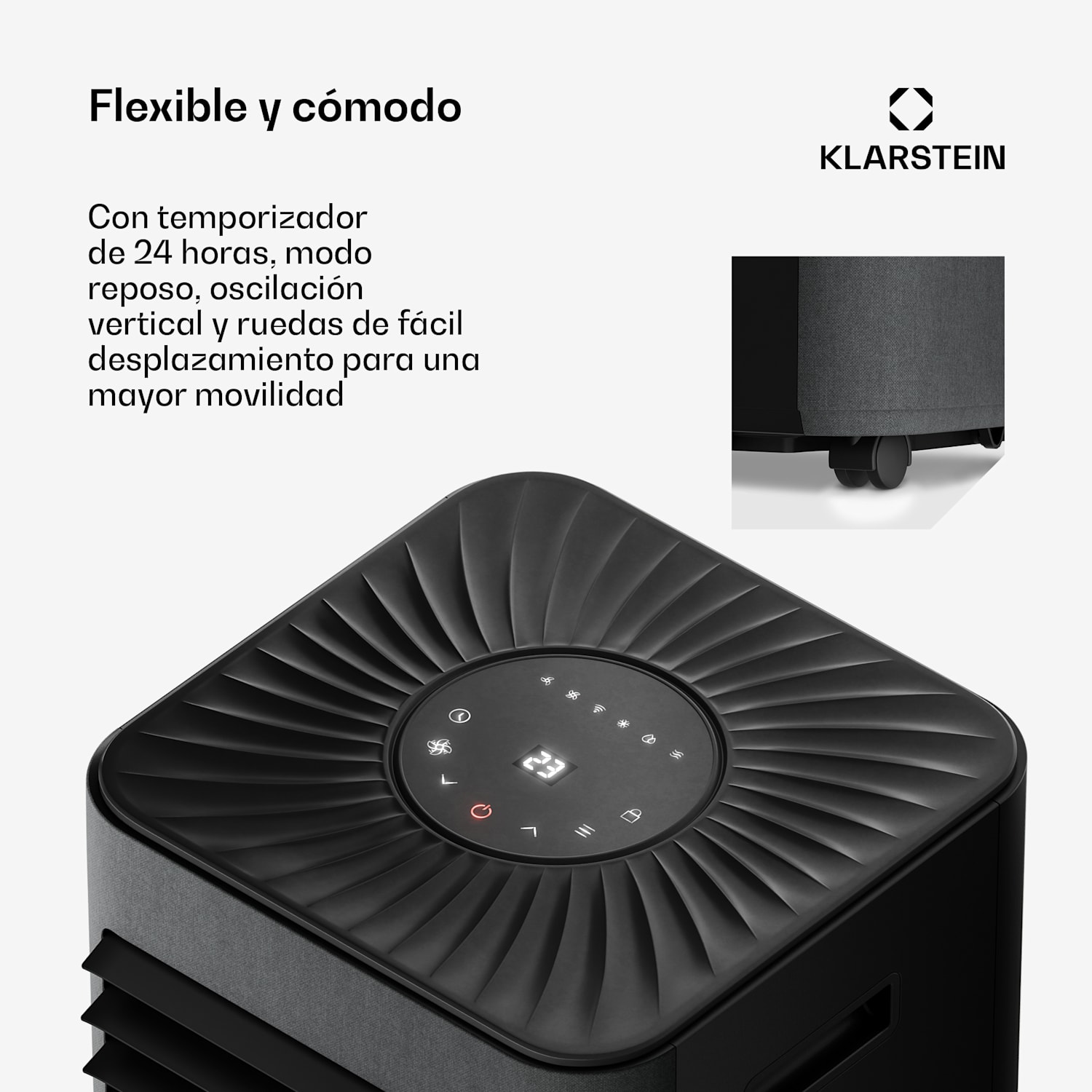 AireLux aire acondicionado portátil | 9000 BTU | 31 cm | 33 m² | Clase de eficiencia energética A 9.000 BTU | Gris Oscuro