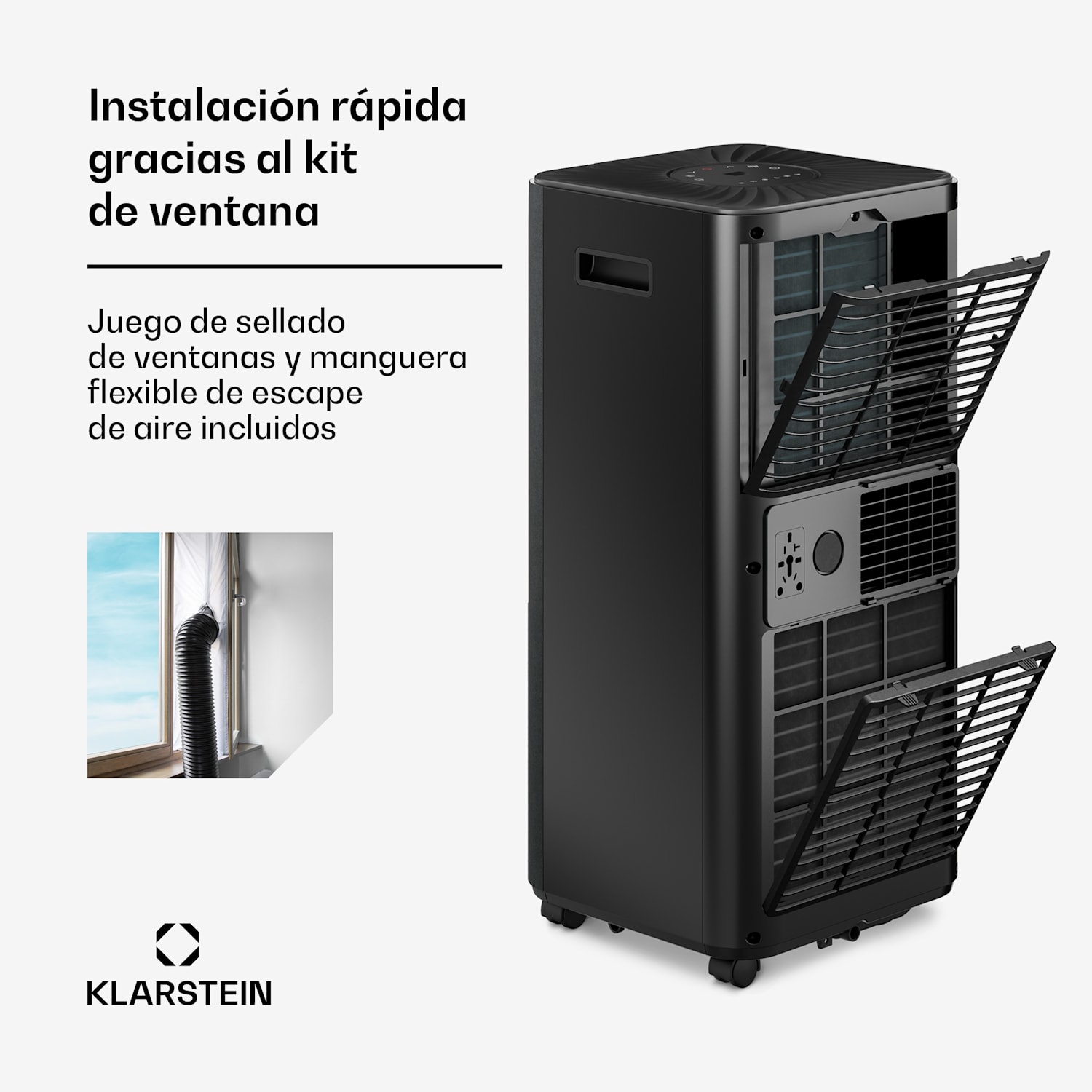 AireLux aire acondicionado portátil | 9000 BTU | 31 cm | 33 m² | Clase de eficiencia energética A 9.000 BTU | Gris Oscuro