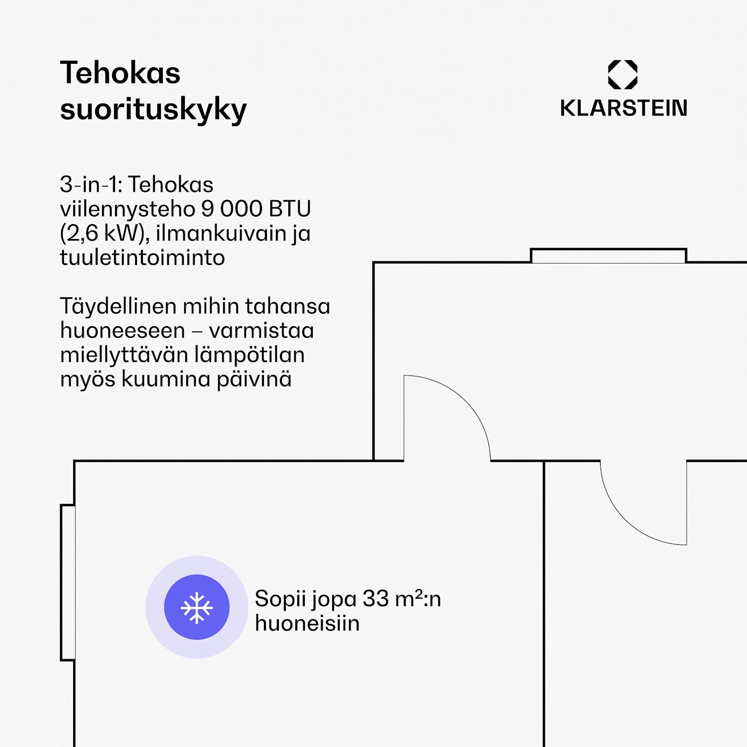 AireLux mobiililaitteinen ilmastointilaite | 9000 BTU | 31 cm | 33 m² | Energiatehokkuusluokka A 9.000 BTU | Tummanharmaa