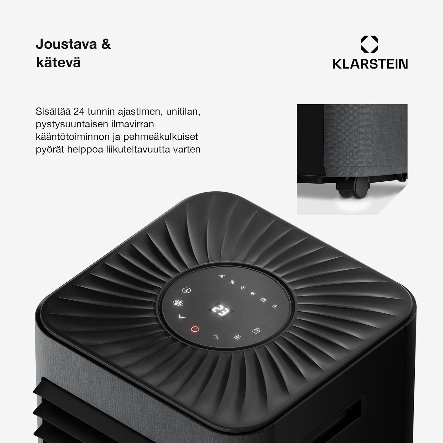 AireLux mobiililaitteinen ilmastointilaite | 9000 BTU | 31 cm | 33 m² | Energiatehokkuusluokka A 9.000 BTU | Tummanharmaa