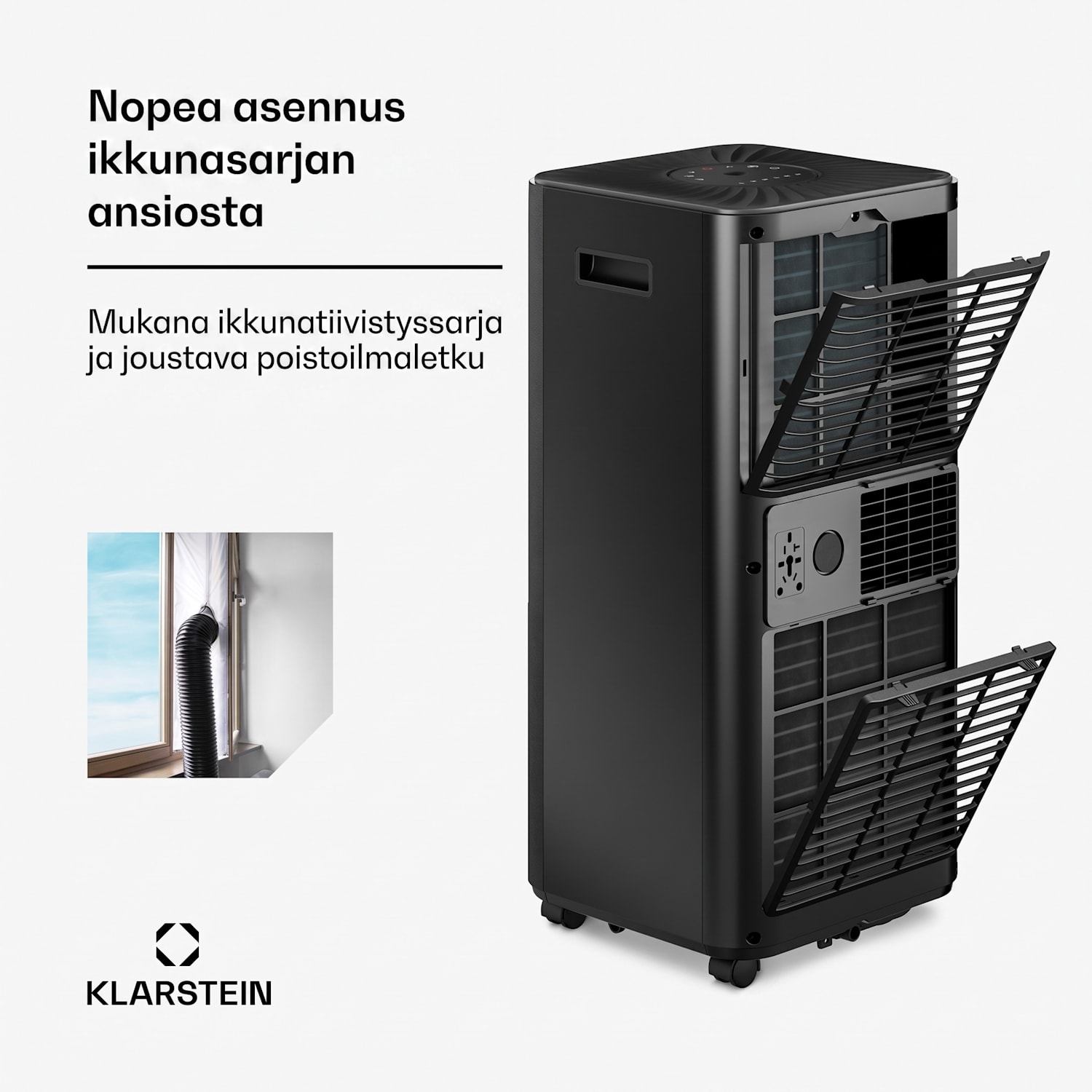 AireLux mobiililaitteinen ilmastointilaite | 9000 BTU | 31 cm | 33 m² | Energiatehokkuusluokka A 9.000 BTU | Tummanharmaa