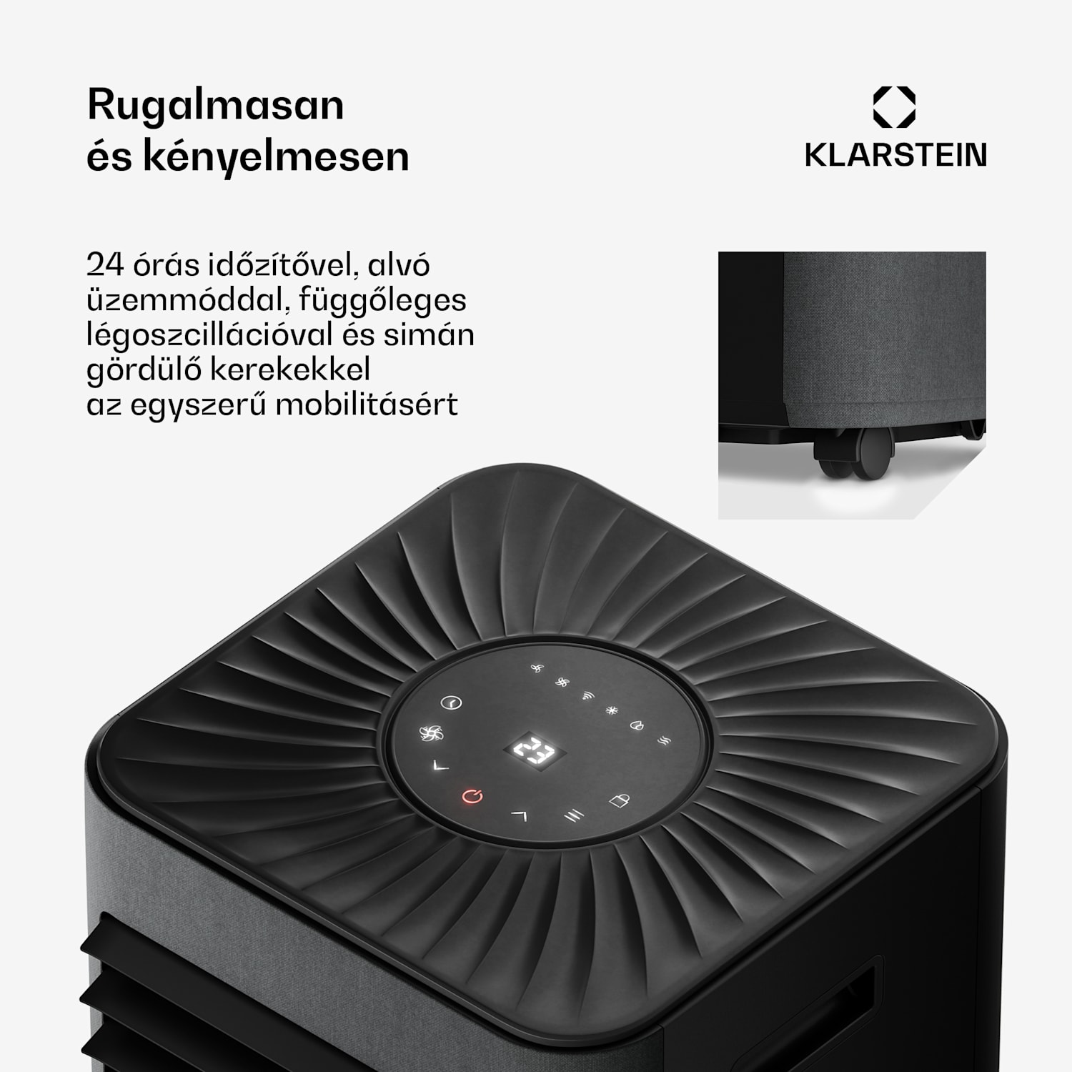 AireLux mobil légkondicionáló | 9000 BTU | 31 cm | 33 m² | A energiaosztály 9.000 BTU | Sötét szürke