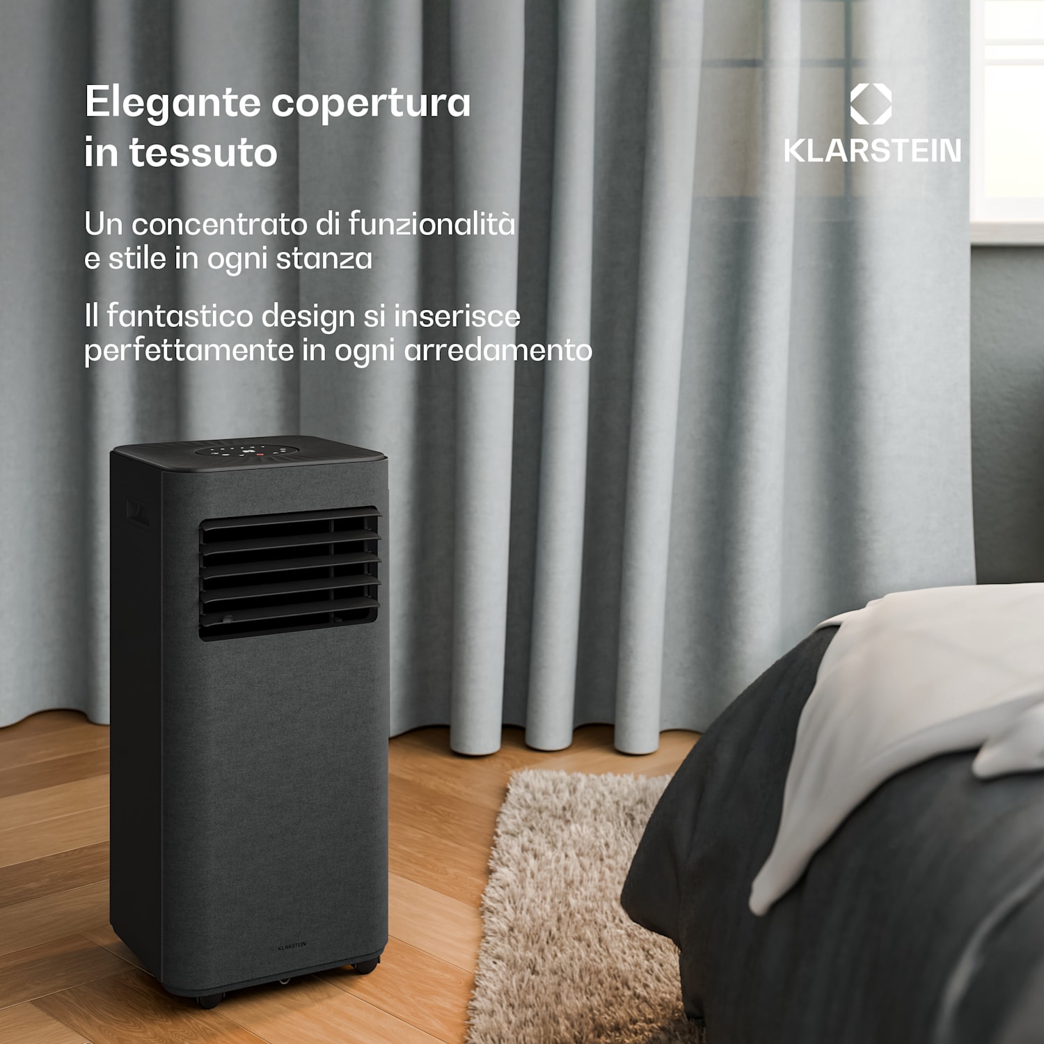 AireLux - Condizionatore portatile | 9000 BTU | 31 cm | 33 m² | Classe di efficienza energetica A 9.000 BTU | Grigio scuro