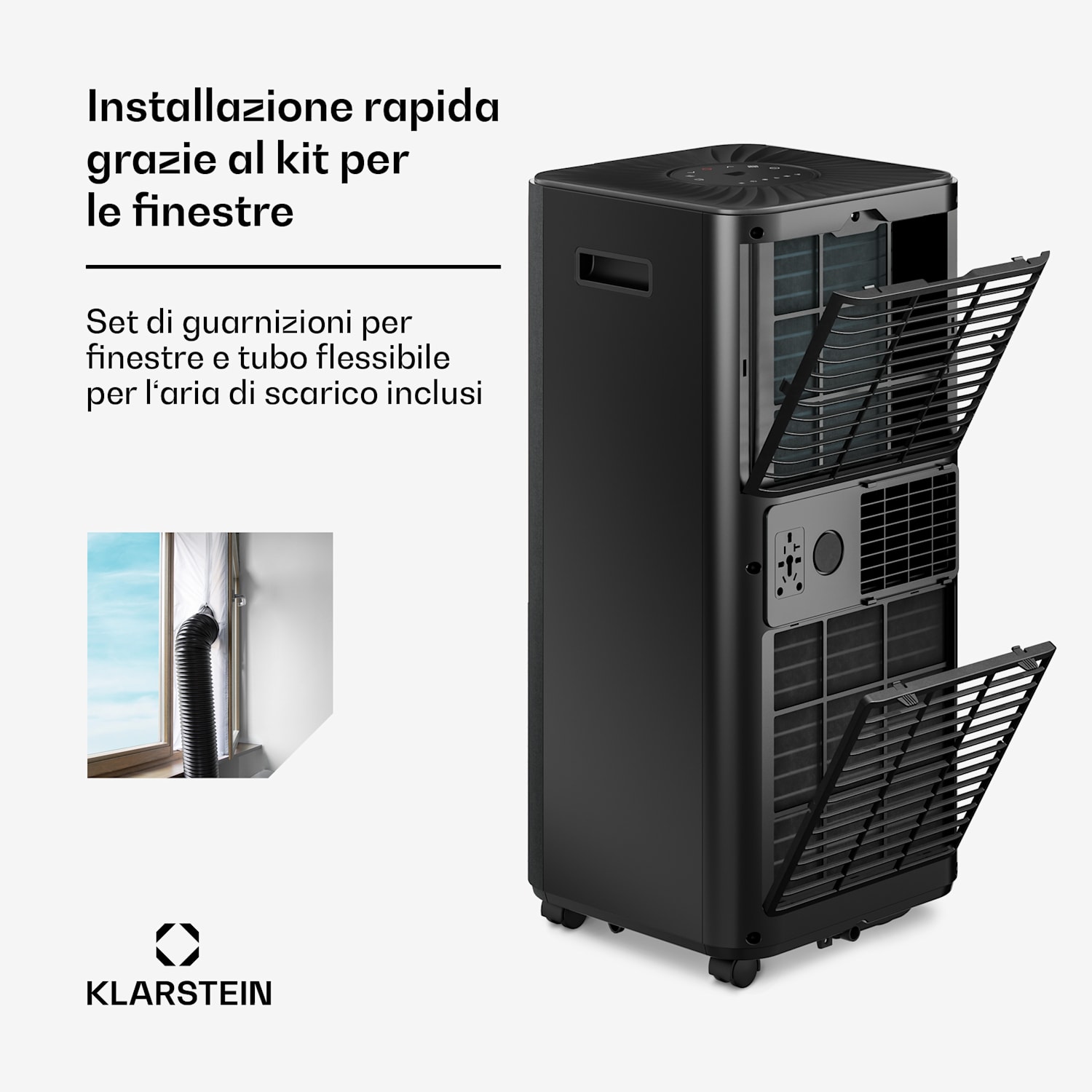 AireLux - Condizionatore portatile | 9000 BTU | 31 cm | 33 m² | Classe di efficienza energetica A 9.000 BTU | Grigio scuro