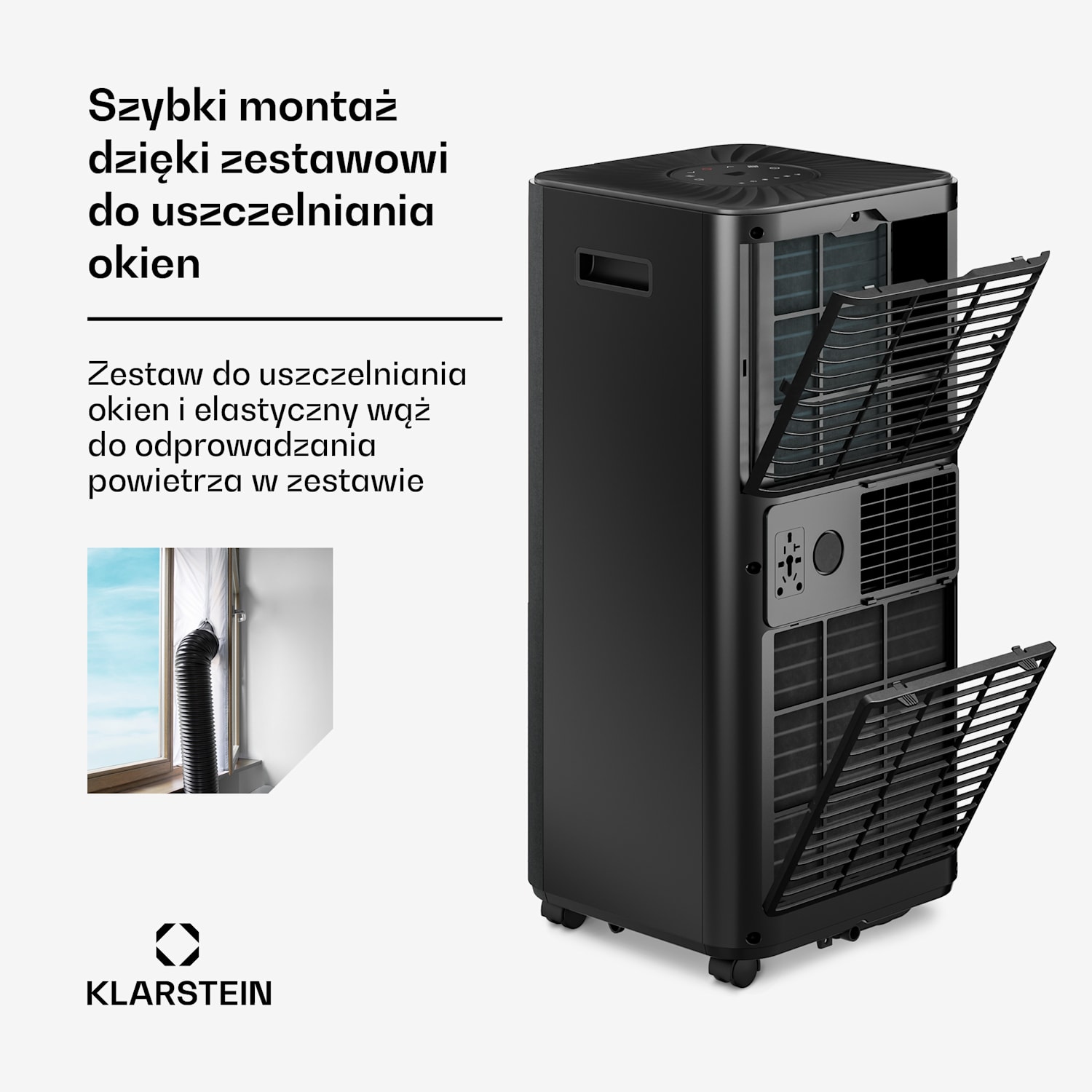 AireLux klimatyzator przenośny | 9000 BTU | 31 cm | 33 m² | klasa energetyczna A 9.000 BTU | Ciemnoszary