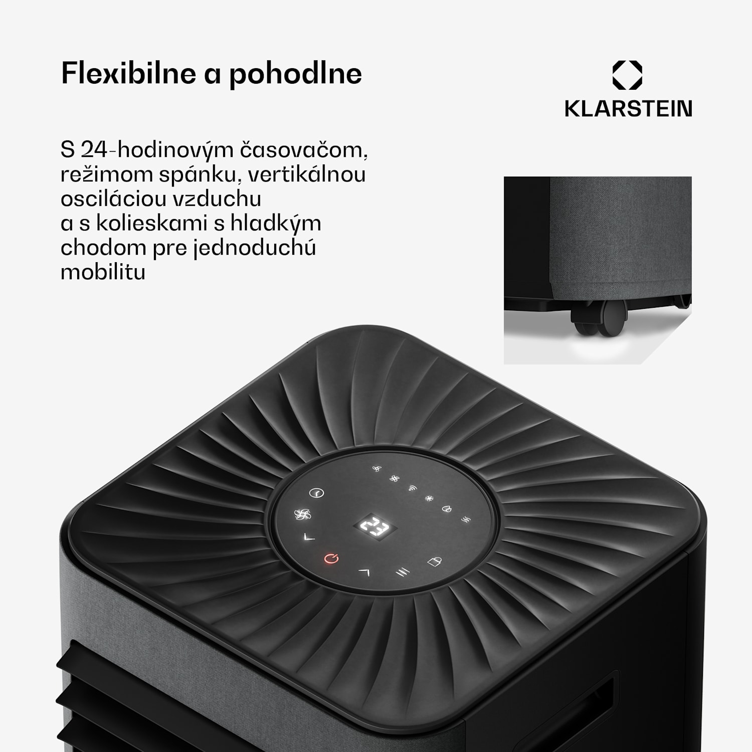AireLux mobilná klimatizácia | 9000 BTU | 31 cm | 33 m² | energetická trieda A 9.000 BTU | Tmavo šedá