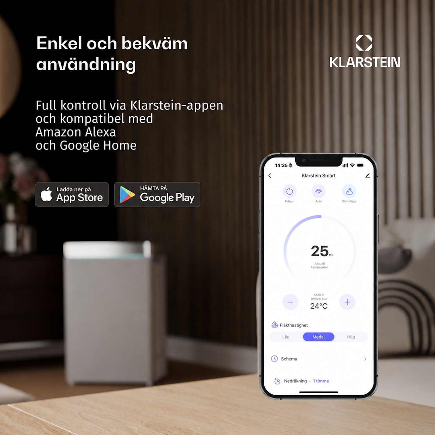 AireLux mobil luftkonditionering | 9 000 BTU | 31 cm | 33 m² | energiklass A 9.000 BTU | Mörkgrå