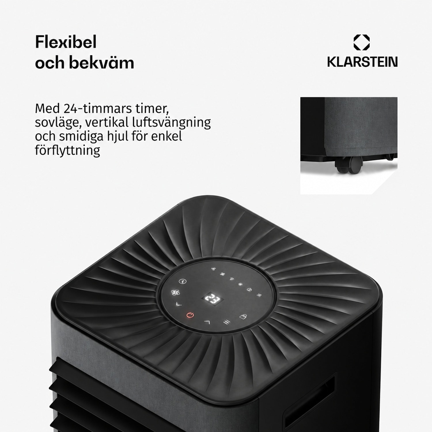 AireLux mobil luftkonditionering | 9 000 BTU | 31 cm | 33 m² | energiklass A 9.000 BTU | Mörkgrå