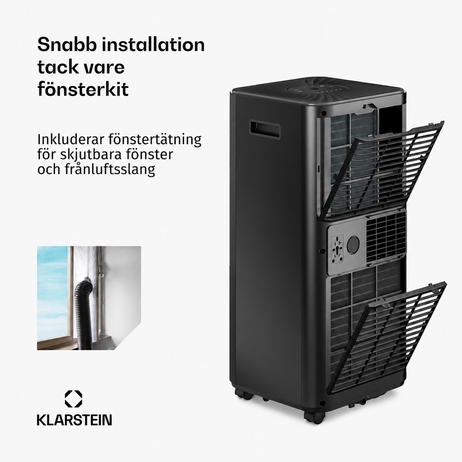 AireLux mobil luftkonditionering | 9 000 BTU | 31 cm | 33 m² | energiklass A 9.000 BTU | Mörkgrå