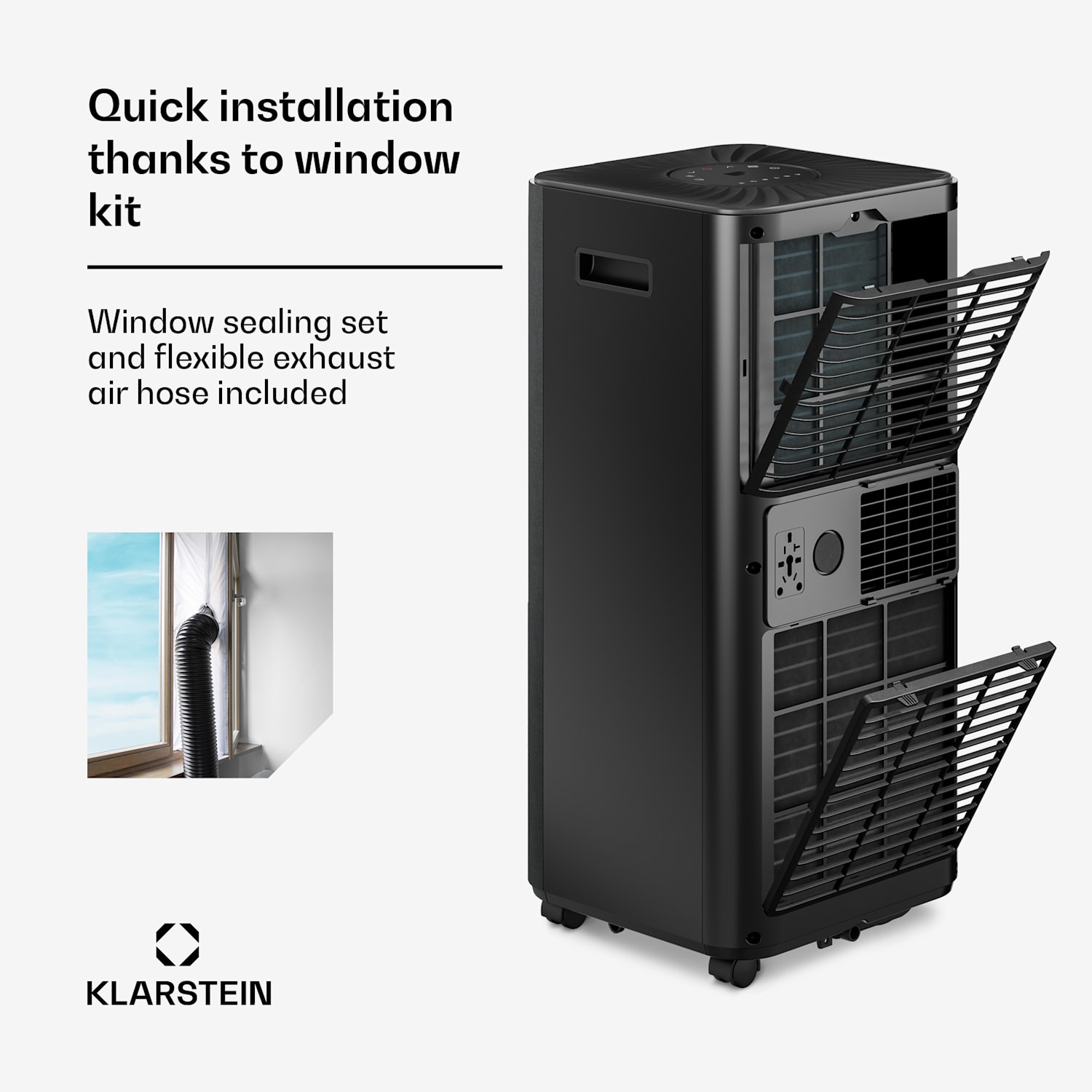 AireLux mobiele airco | 2,6 kW | 31 cm | 33 m² | energielabel A 9.000 BTU | Donkergrijs