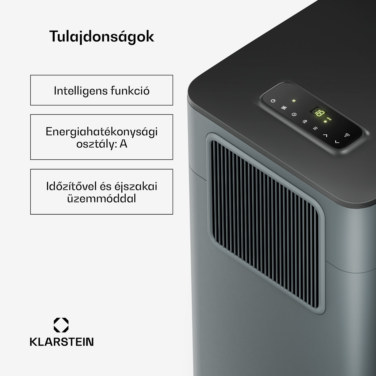 Breeze Box mobil légkondicionáló | 11000 BTU | 32 cm | 51 m² | A energiaosztály 11.000 BTU | Antracit